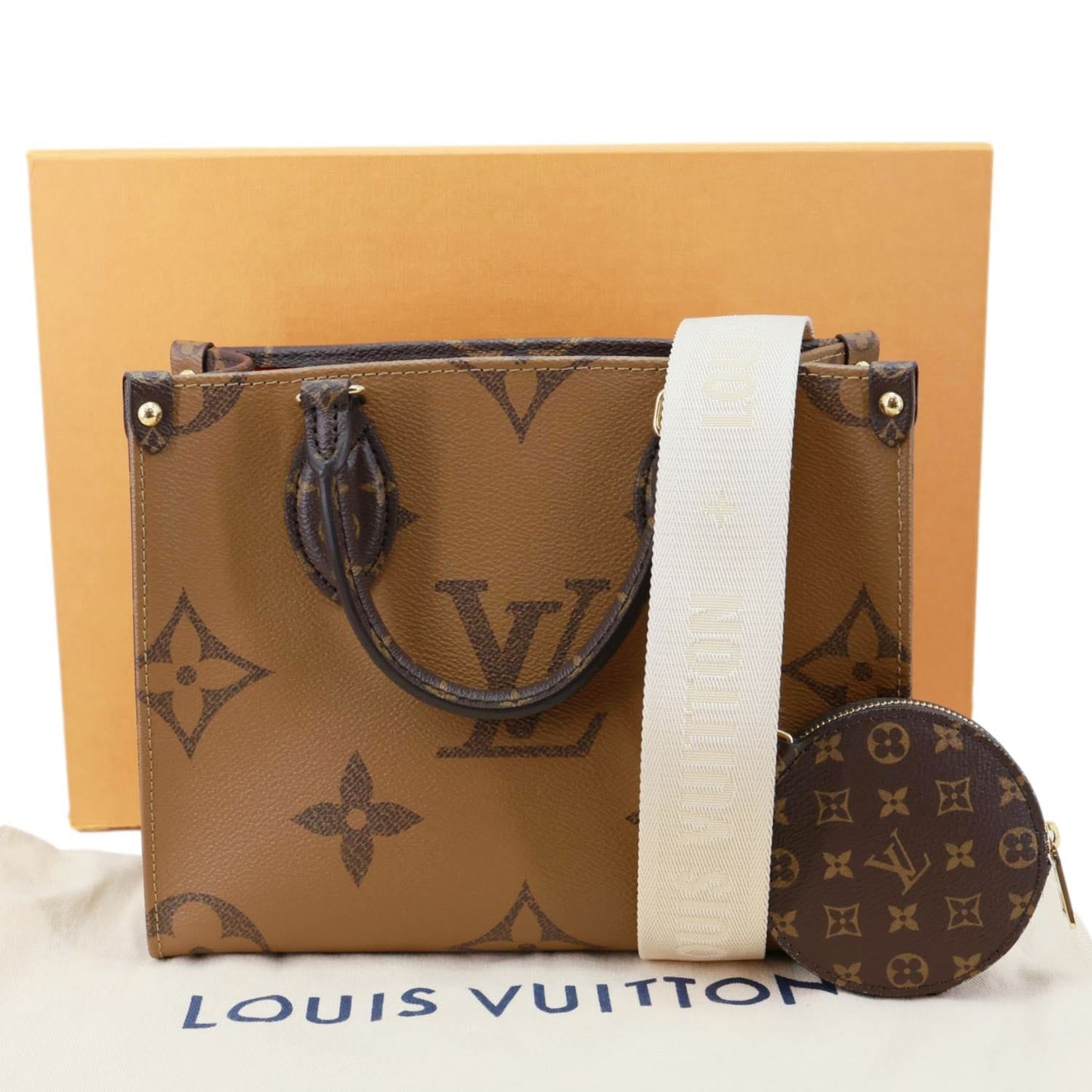 LOUIS VUITTON Onthego PM Giant Monogram Reverse Canvas Shoulder Bag Brown