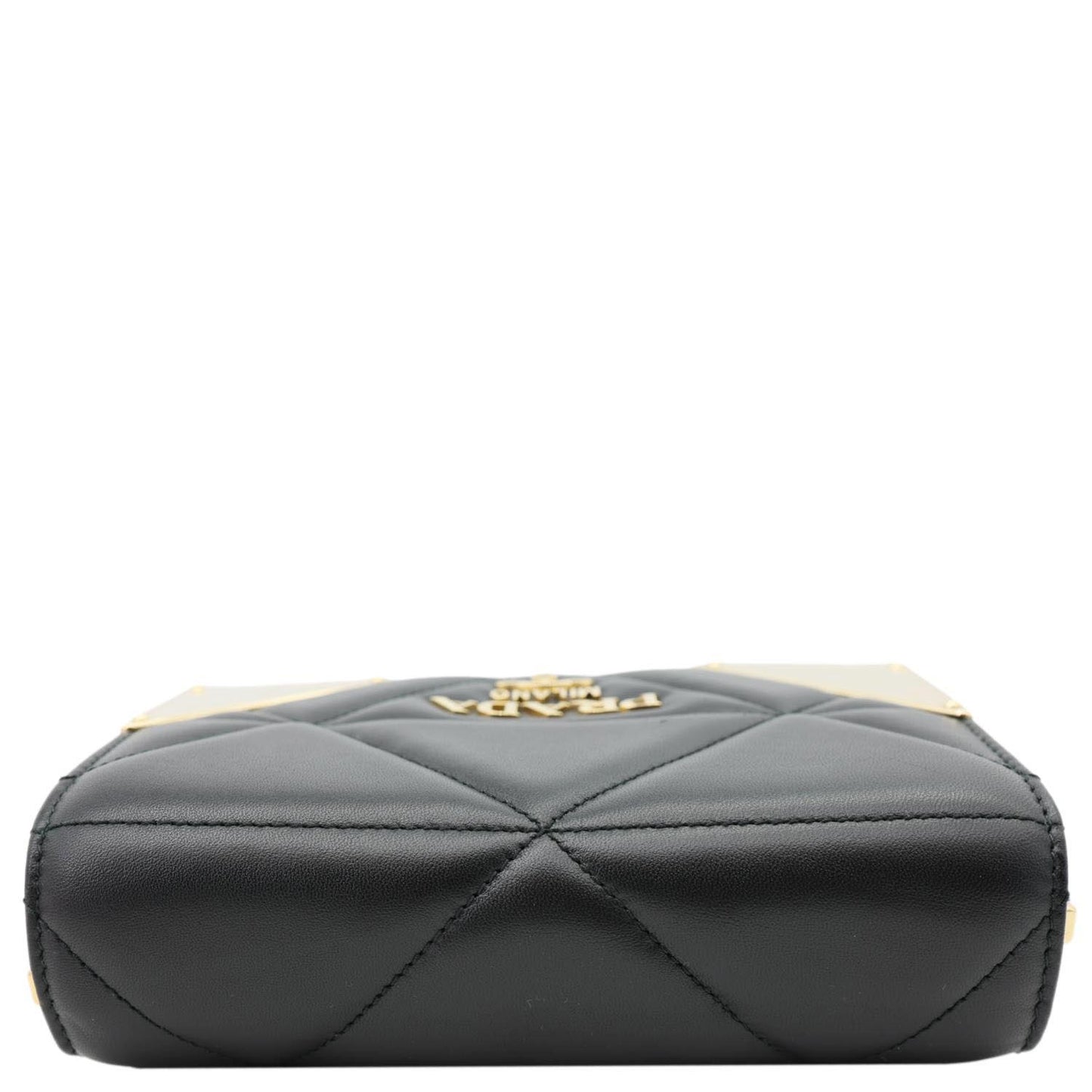 PRADA Quilted Nappa Stitched Leather Crossbody Bag Black