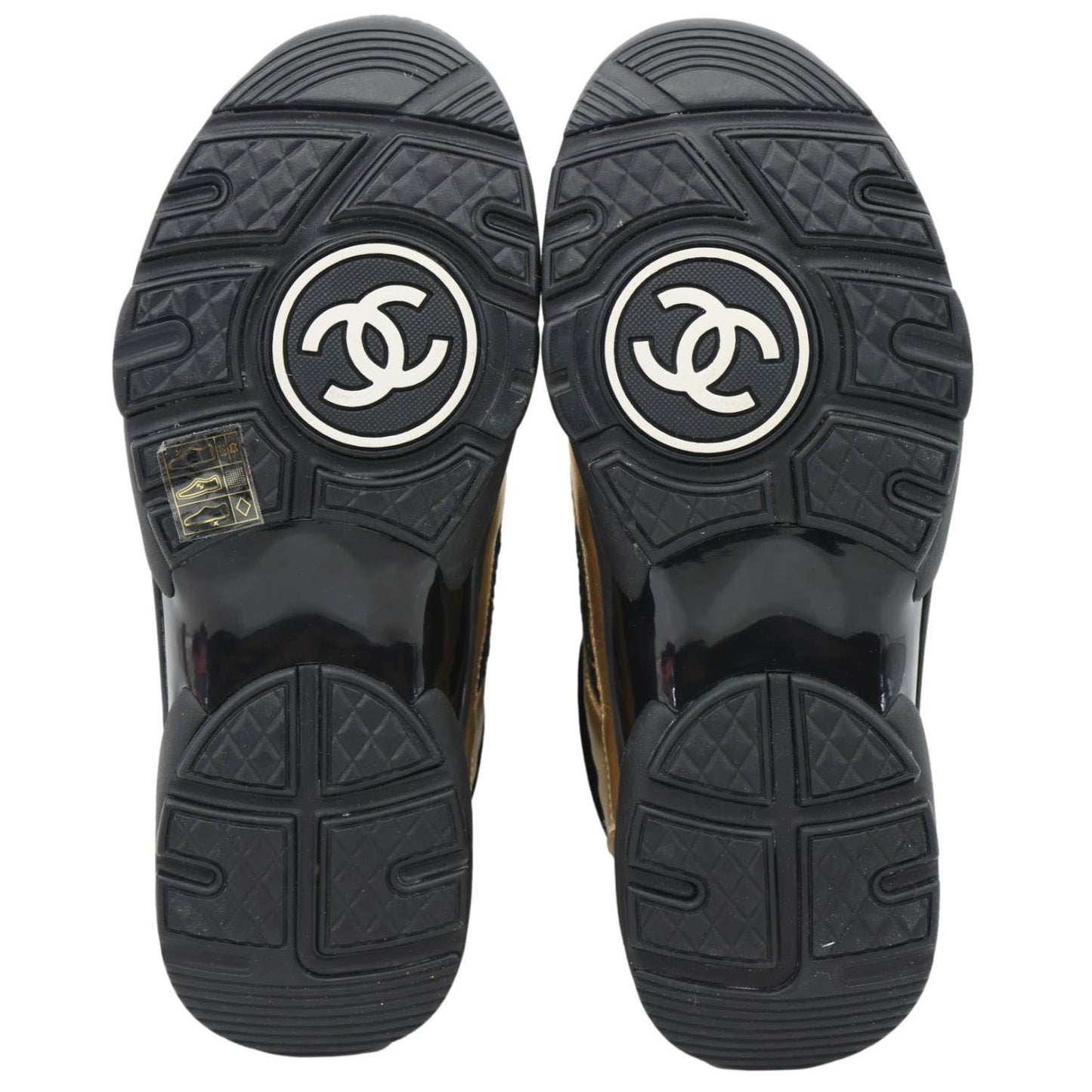 CHANEL CC Logo High Top Satin Lambskin Leather Sneakers Gold Size 36.5