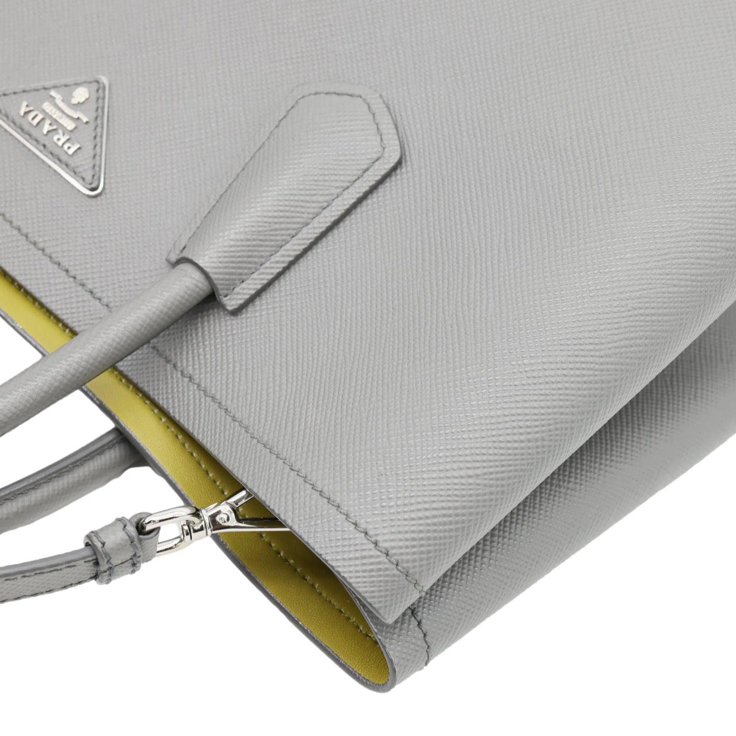 PRADA Double Handle Saffiano Leather Tote Bag Grey