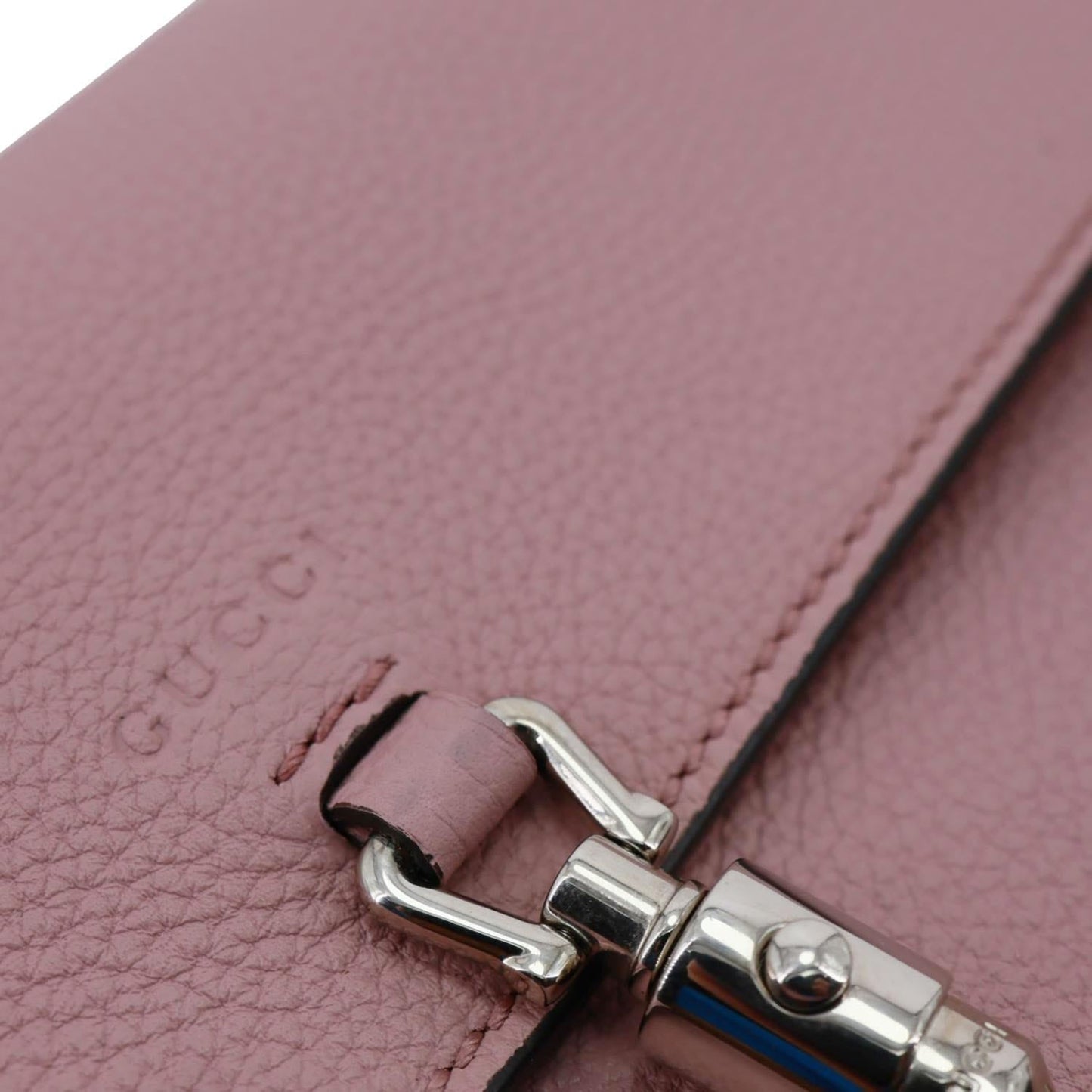 GUCCI Soft Jackie Flap Pebbled Leather Crossbody Bag Pink 364435