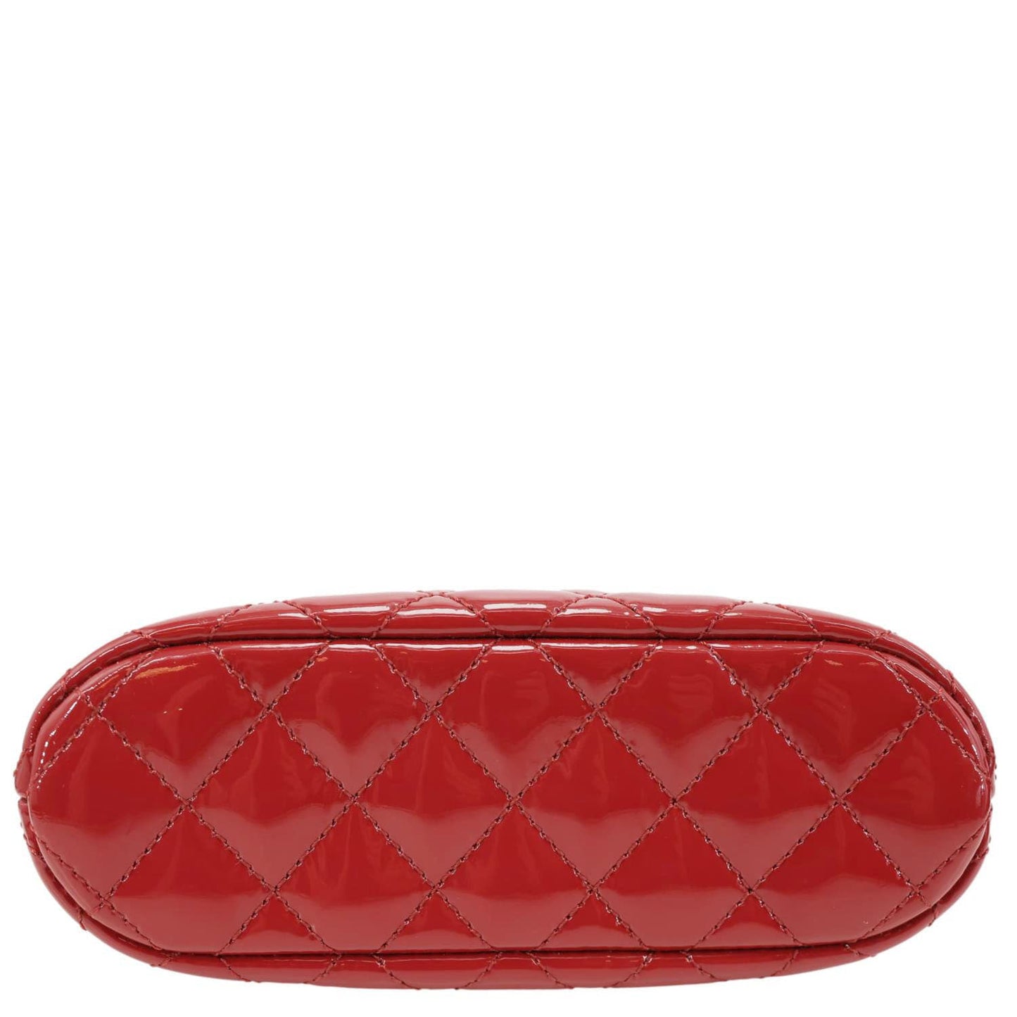 CHANEL Coco Quilted Calfskin Patent Leather Clutch With Chain Red