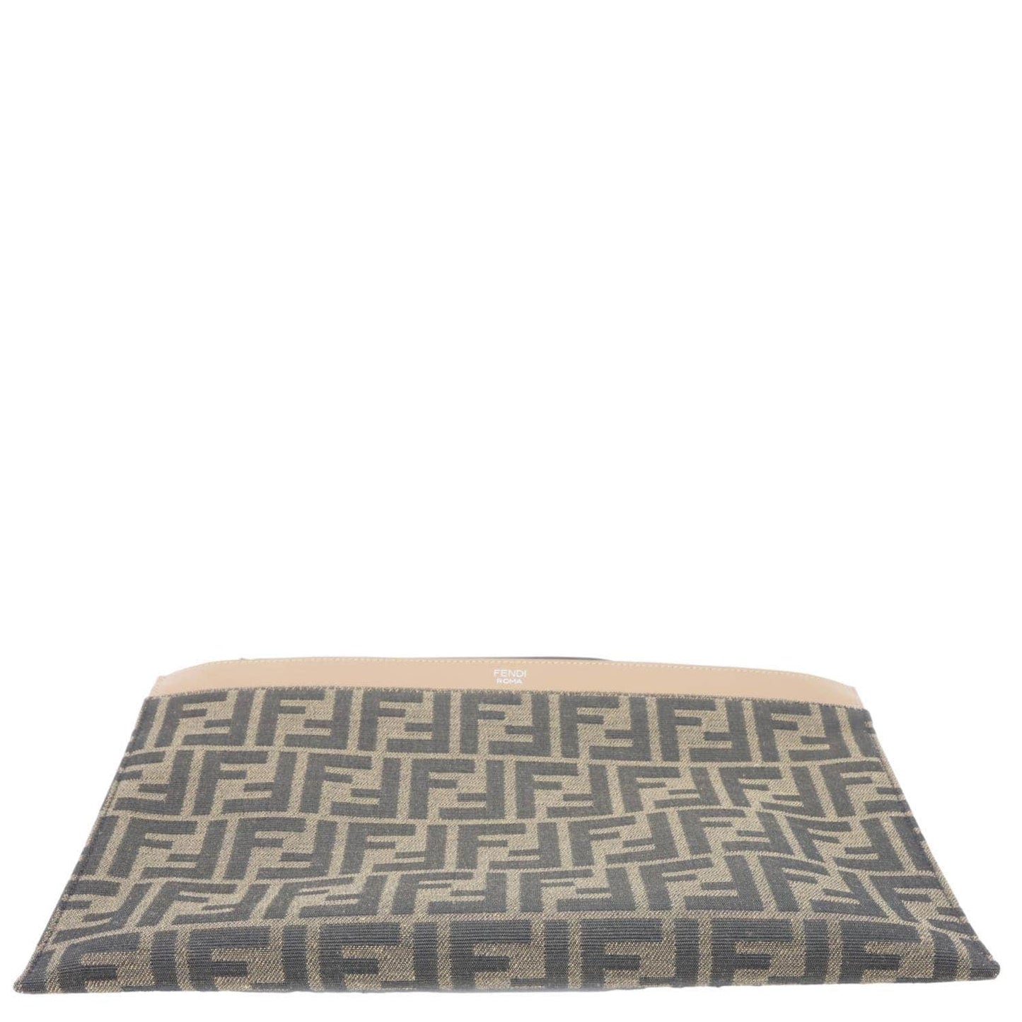FENDI Flat Medium FF Jacquard Canvas Pouch Brown