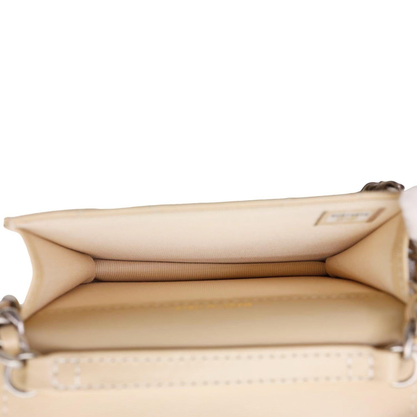CHANEL 19 Flap Coin Purse Quilted Leather Chain Shoulder Bag Cream