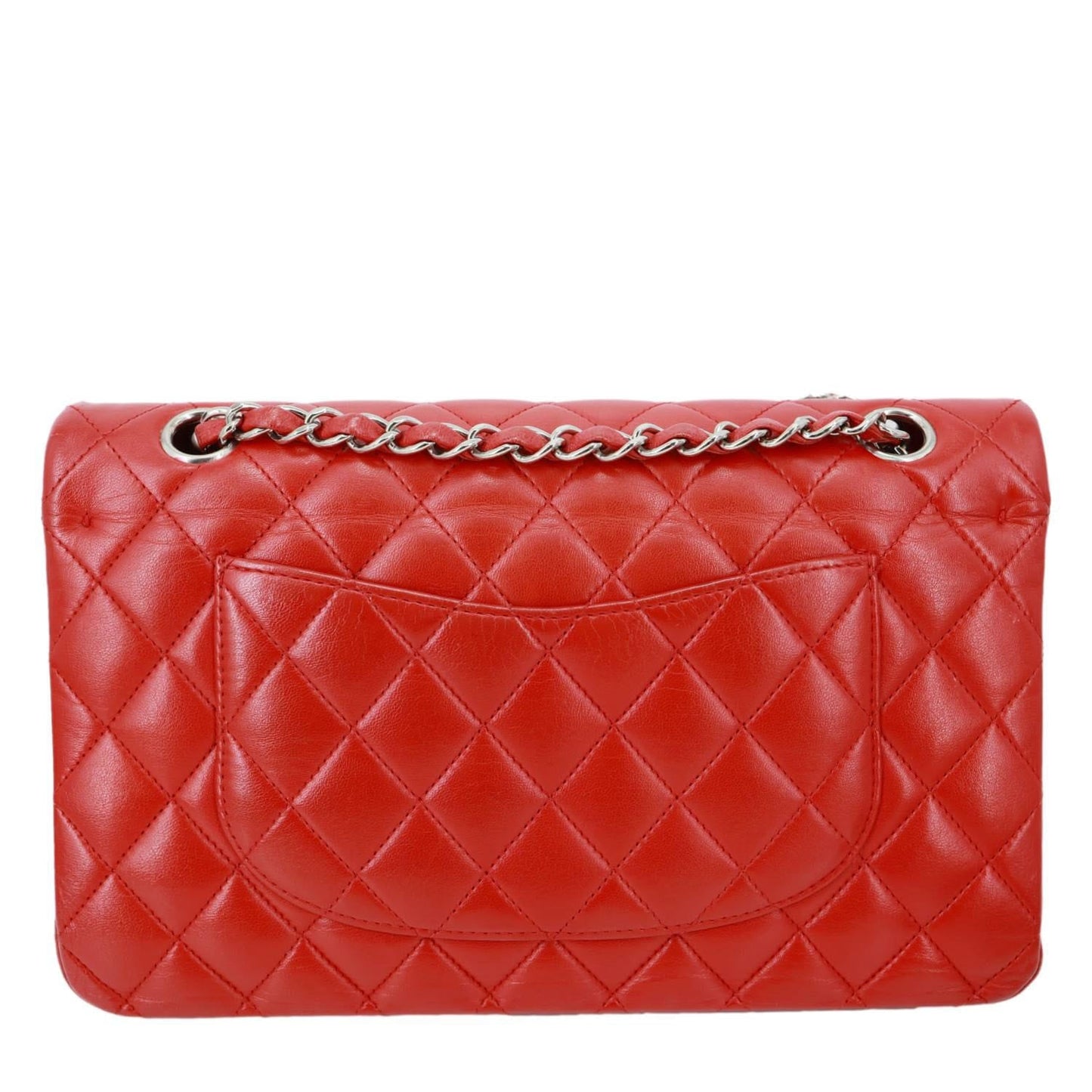 CHANEL Classic Double Flap Medium Quilted Lambskin Leather Shoulder Bag Red