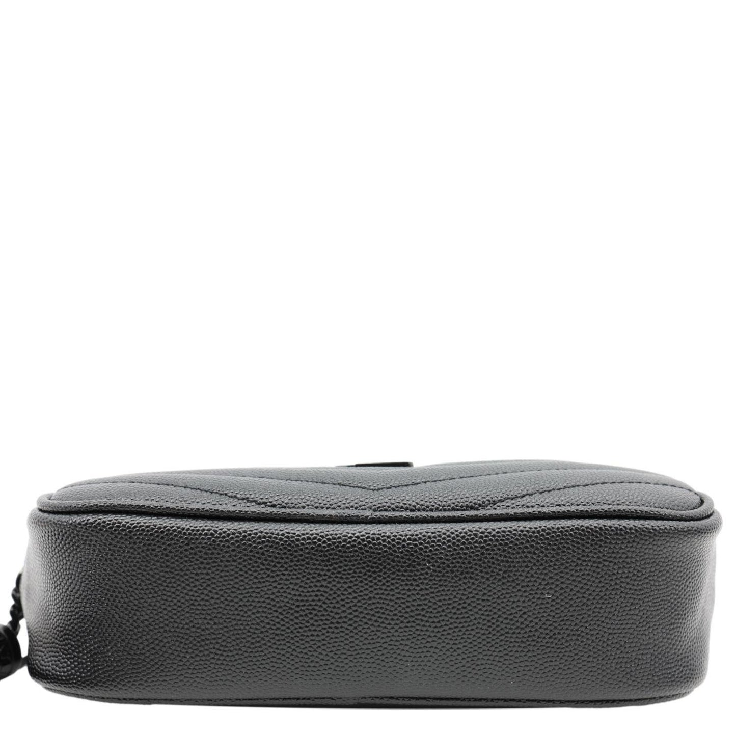 YVES SAINT LAURENT Lou Chevron Leather Camera Bag Black