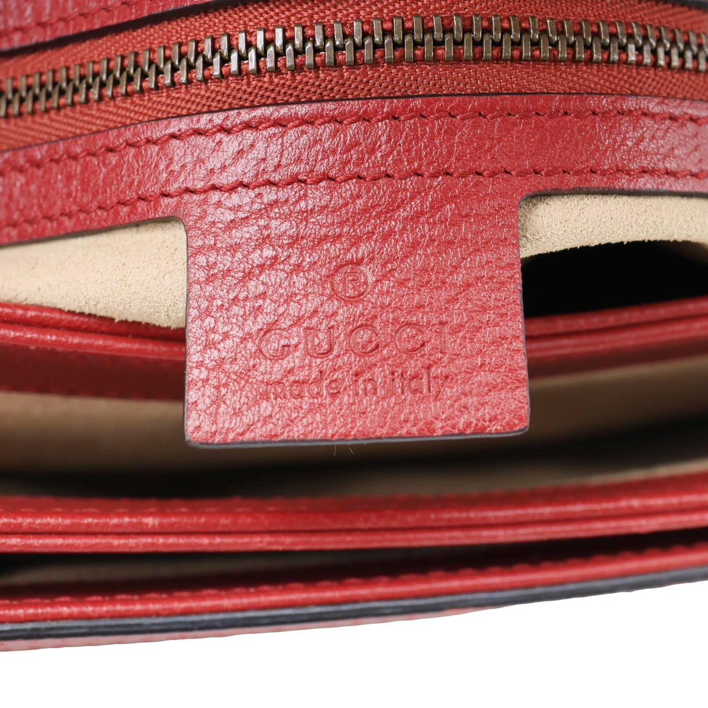 GUCCI Queen Margaret Medium GG Supreme Canvas Shoulder Bag Red 524356