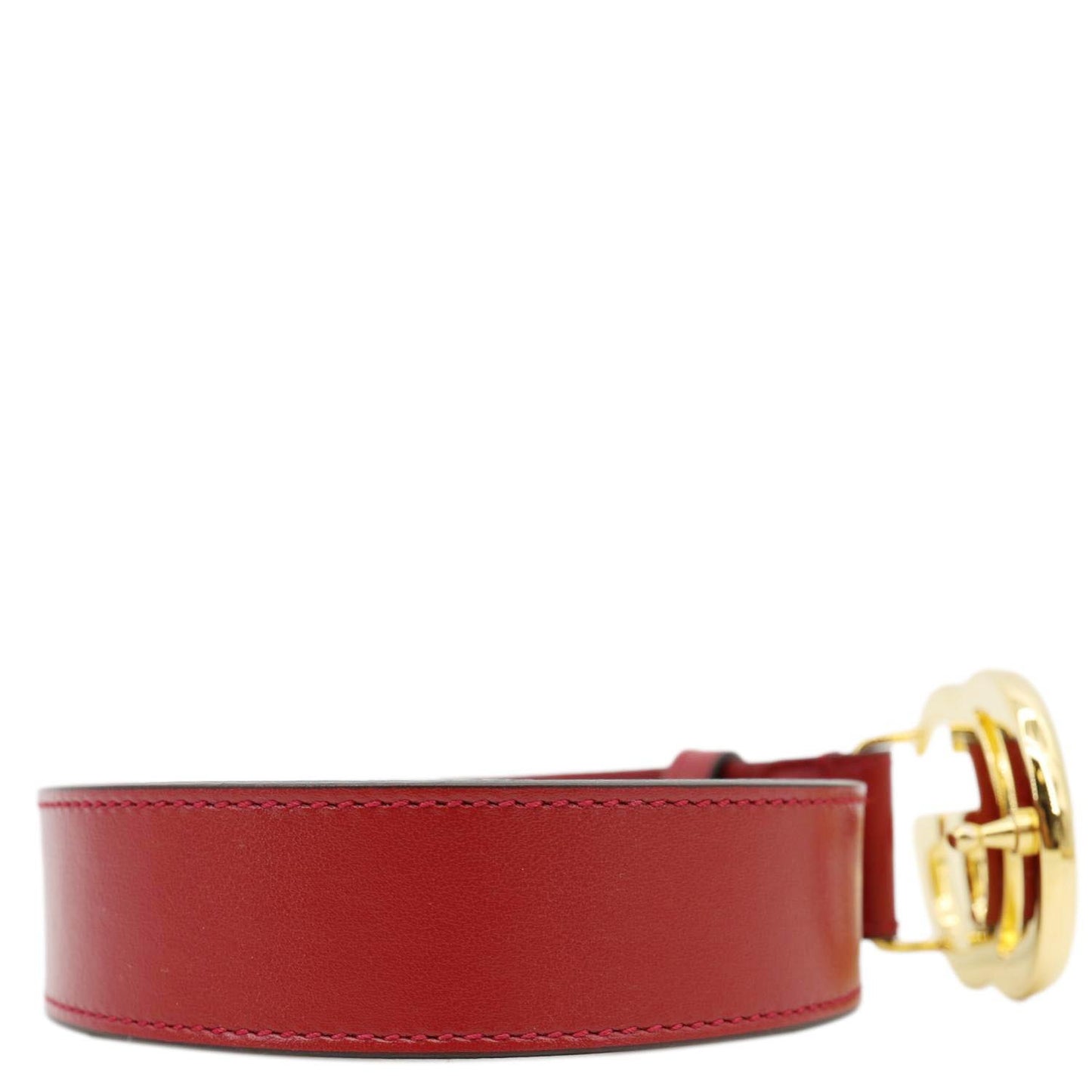 GUCCI Double G buckle Marmont Leather Belt Red 414516 Size 80.32