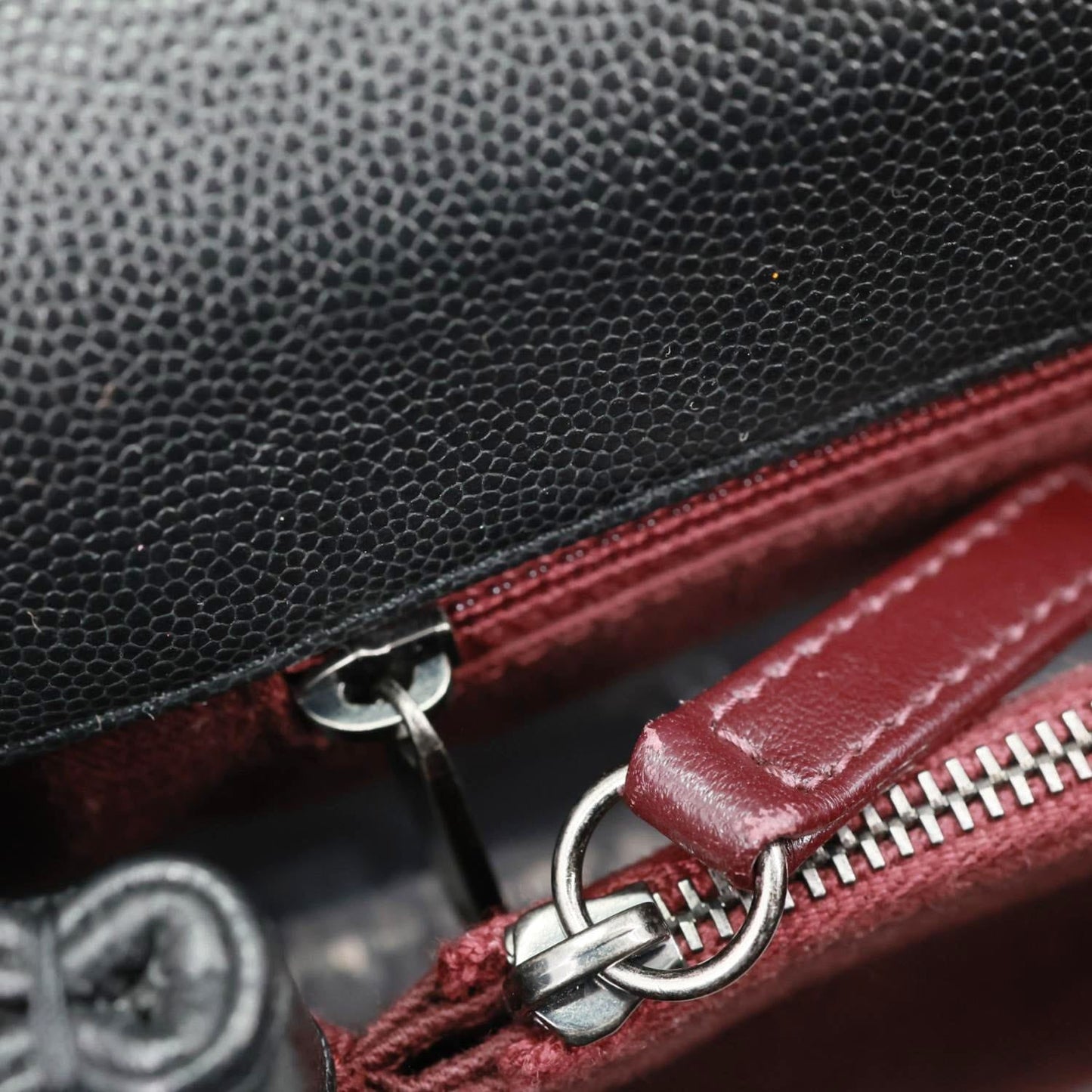CHANEL Coco Flap Medium Quilted Caviar Leather Top Handle Shoulder Bag Black