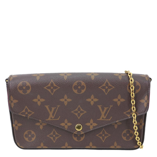 LOUIS VUITTON Felicie Pochette Monogram Canvas Crossbody Bag Brown