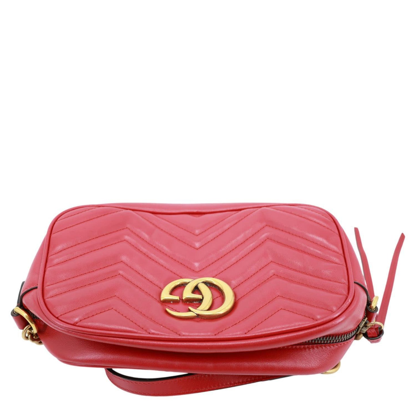 GUCCI GG Marmont Small Calfskin Matelasse Leather Crossbody Bag Red 447632