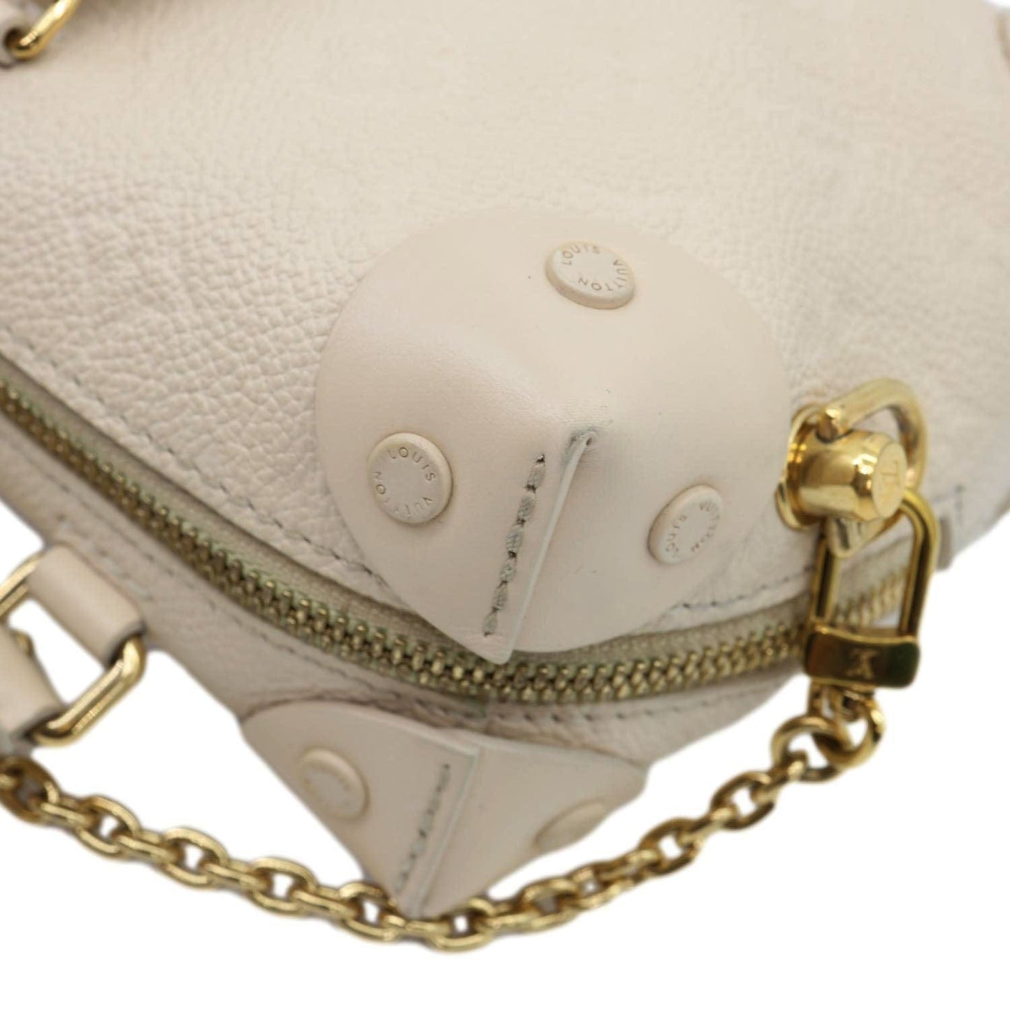 LOUIS VUITTON Petite Malle Souple Monogram Empreinte Leather Shoulder Bag Cream