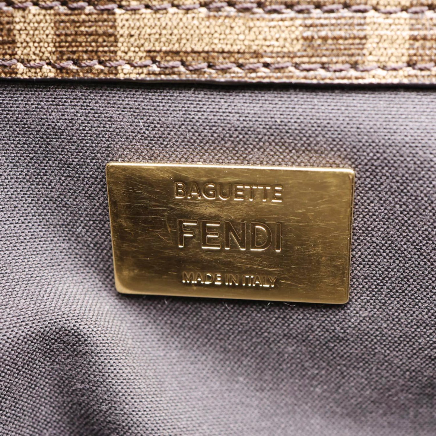 FENDI FF 1974 Hairdo Girls Inlay Glazed Fabric Baguette Bag Yellow