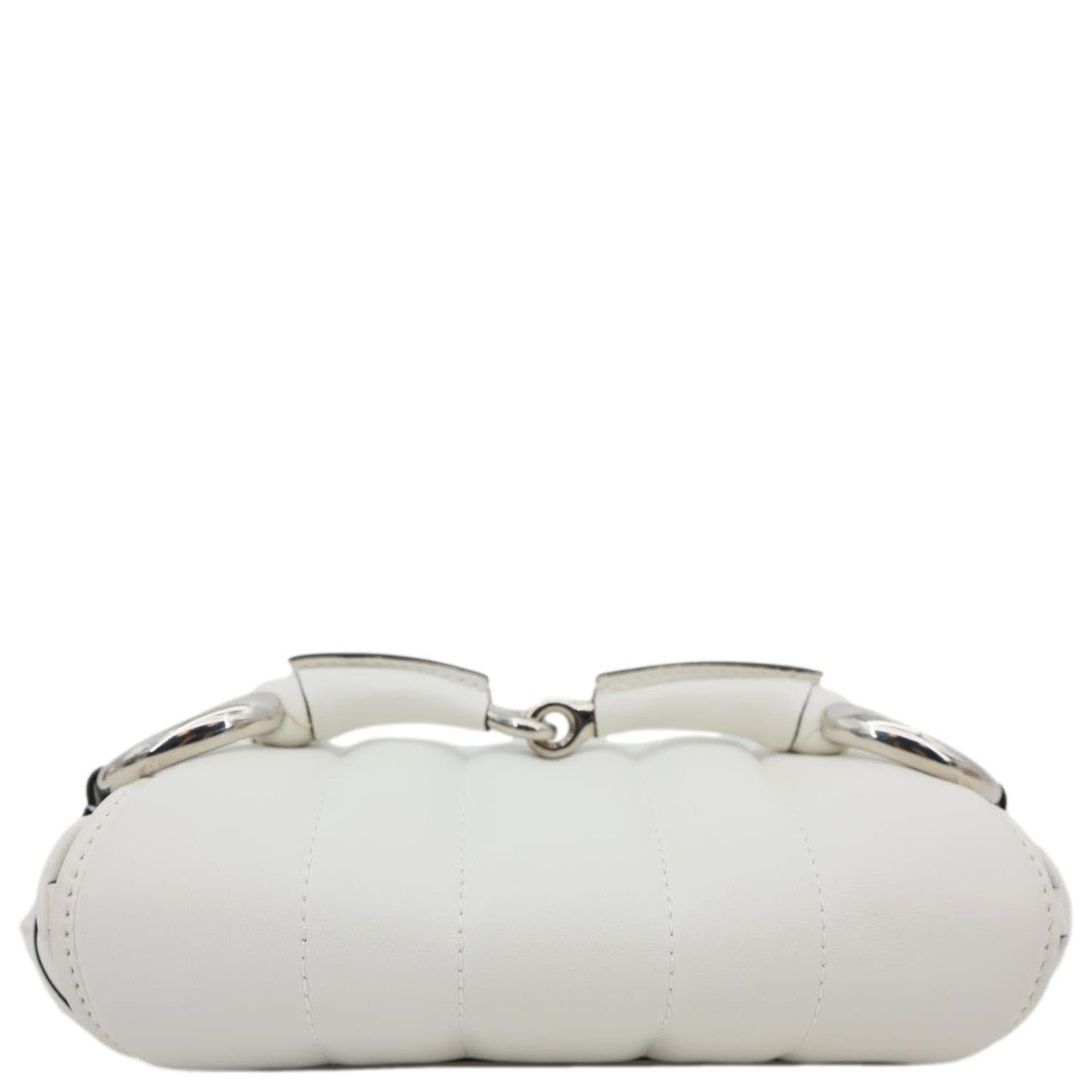GUCCI Horsebit Quilted Lambskin Leather Chain Shoulder Bag White 764339
