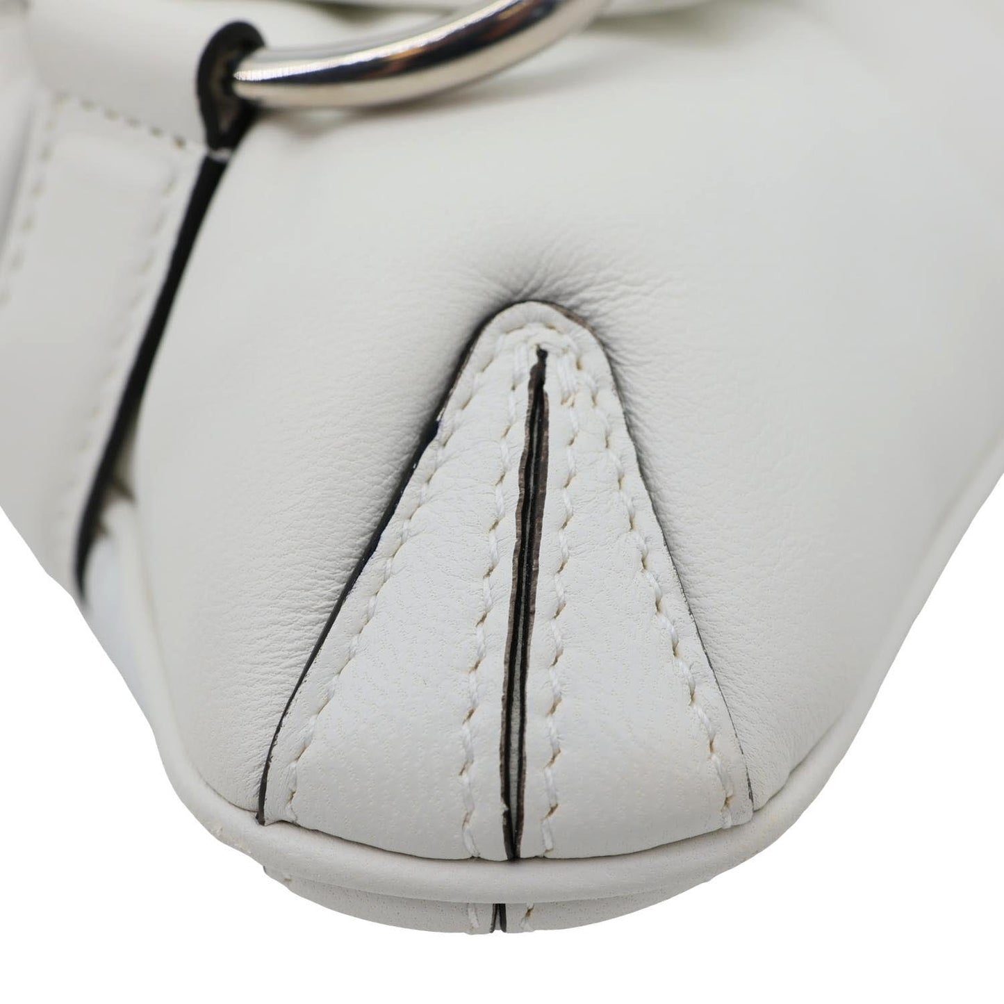 GUCCI Horsebit Quilted Lambskin Leather Chain Shoulder Bag White 764339