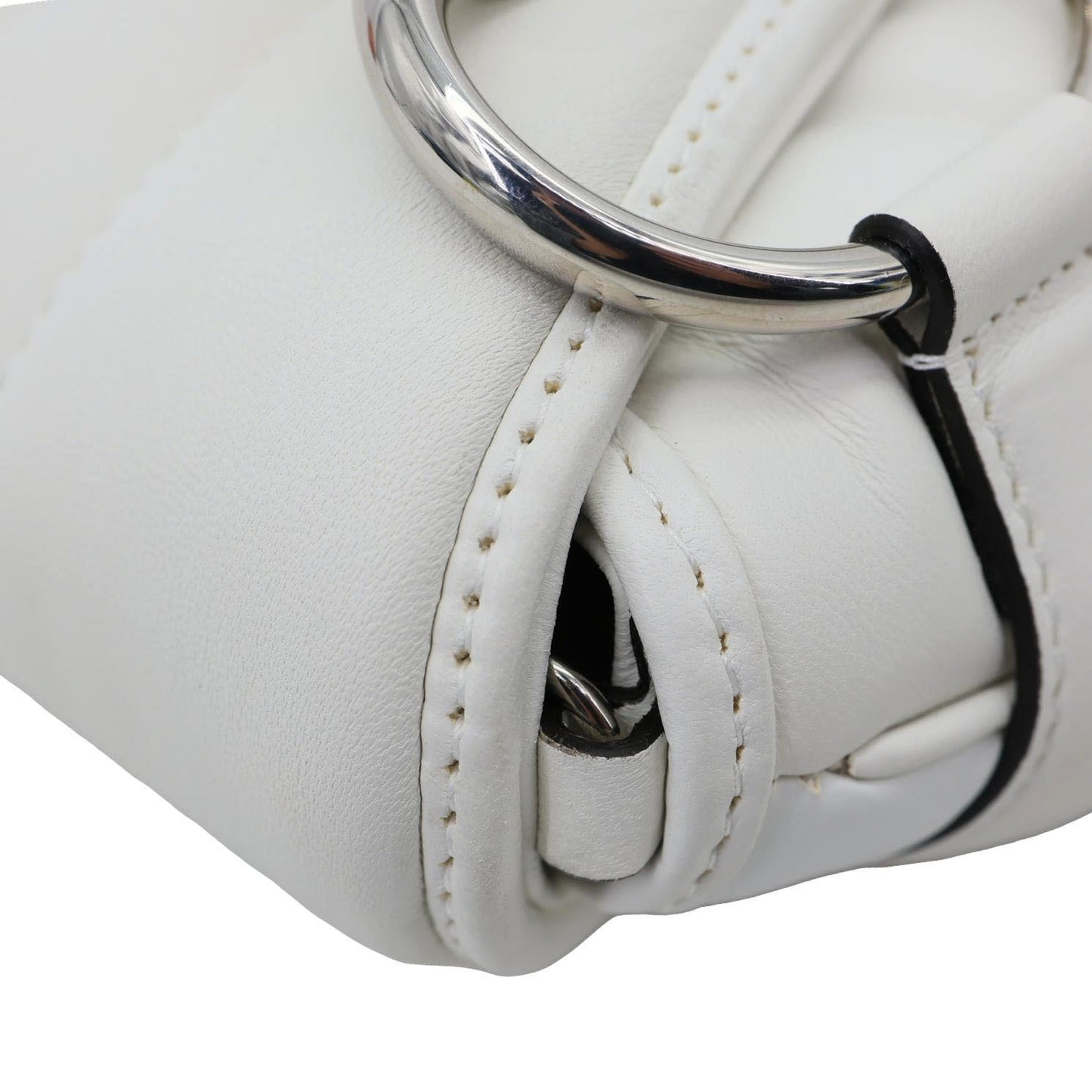 GUCCI Horsebit Quilted Lambskin Leather Chain Shoulder Bag White 764339