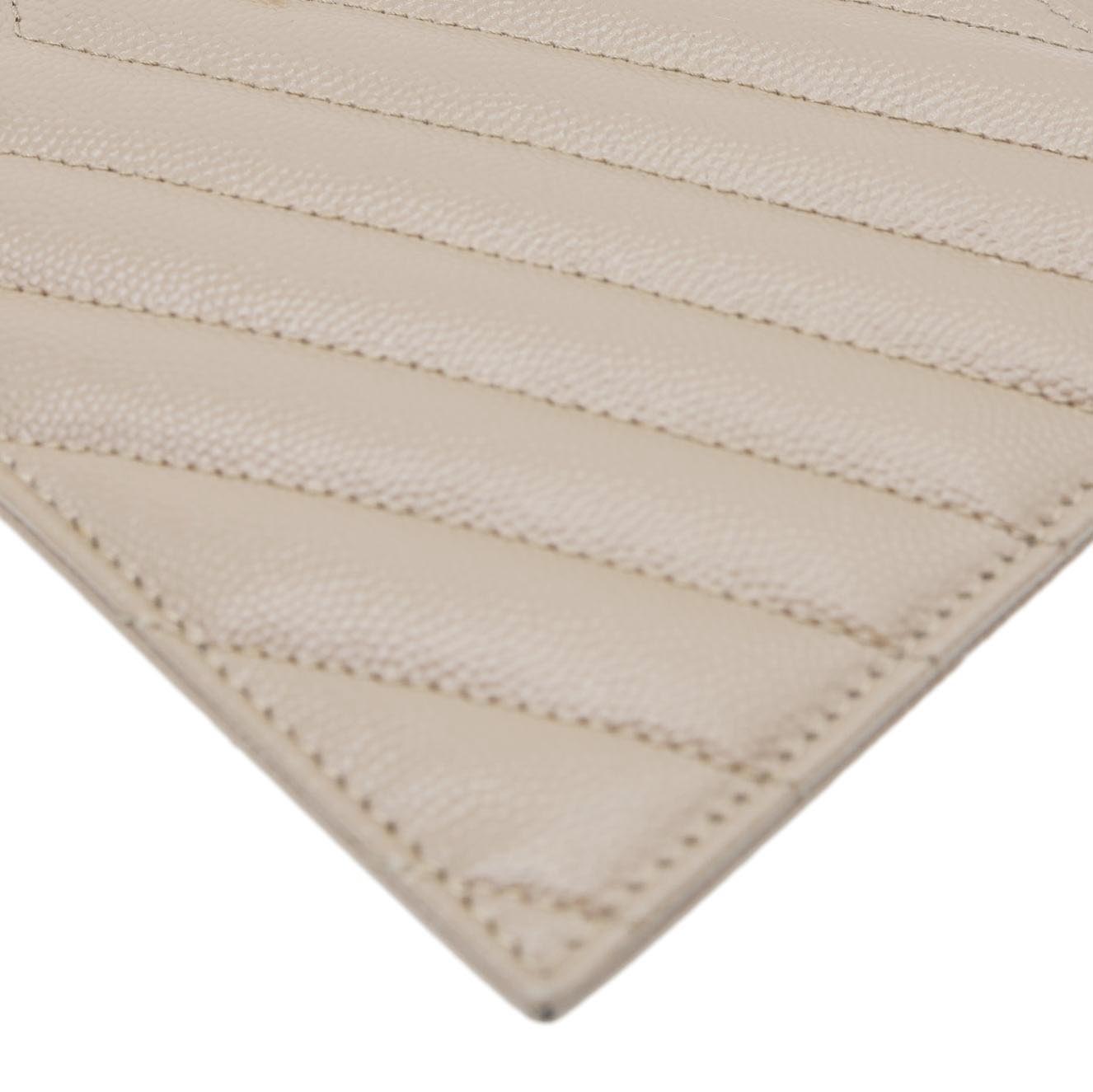 YVES SAINT LAURENT Large Bill Monogram Grain De Poudre Pouch Beige
