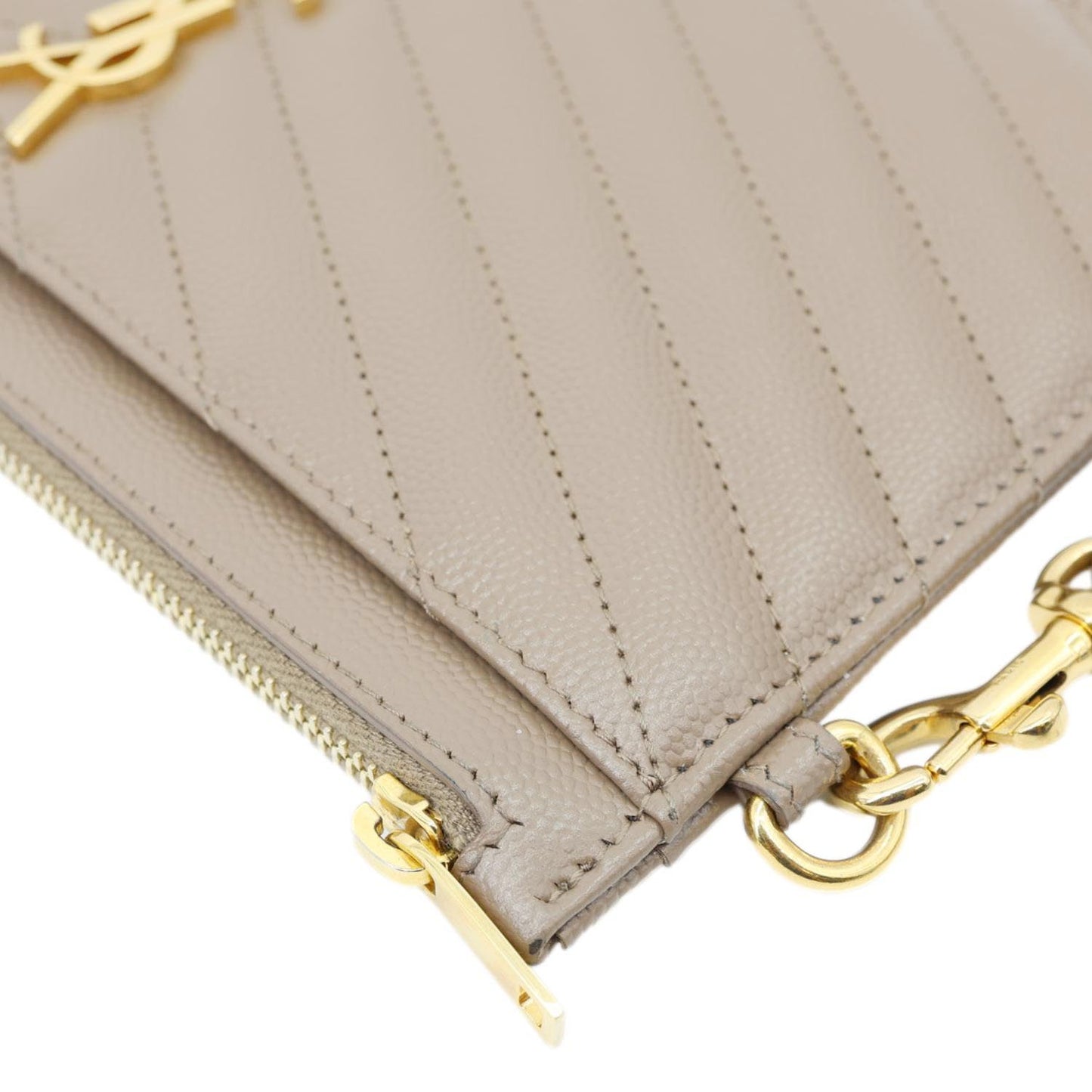YVES SAINT LAURENT Large Bill Monogram Grain De Poudre Pouch Beige