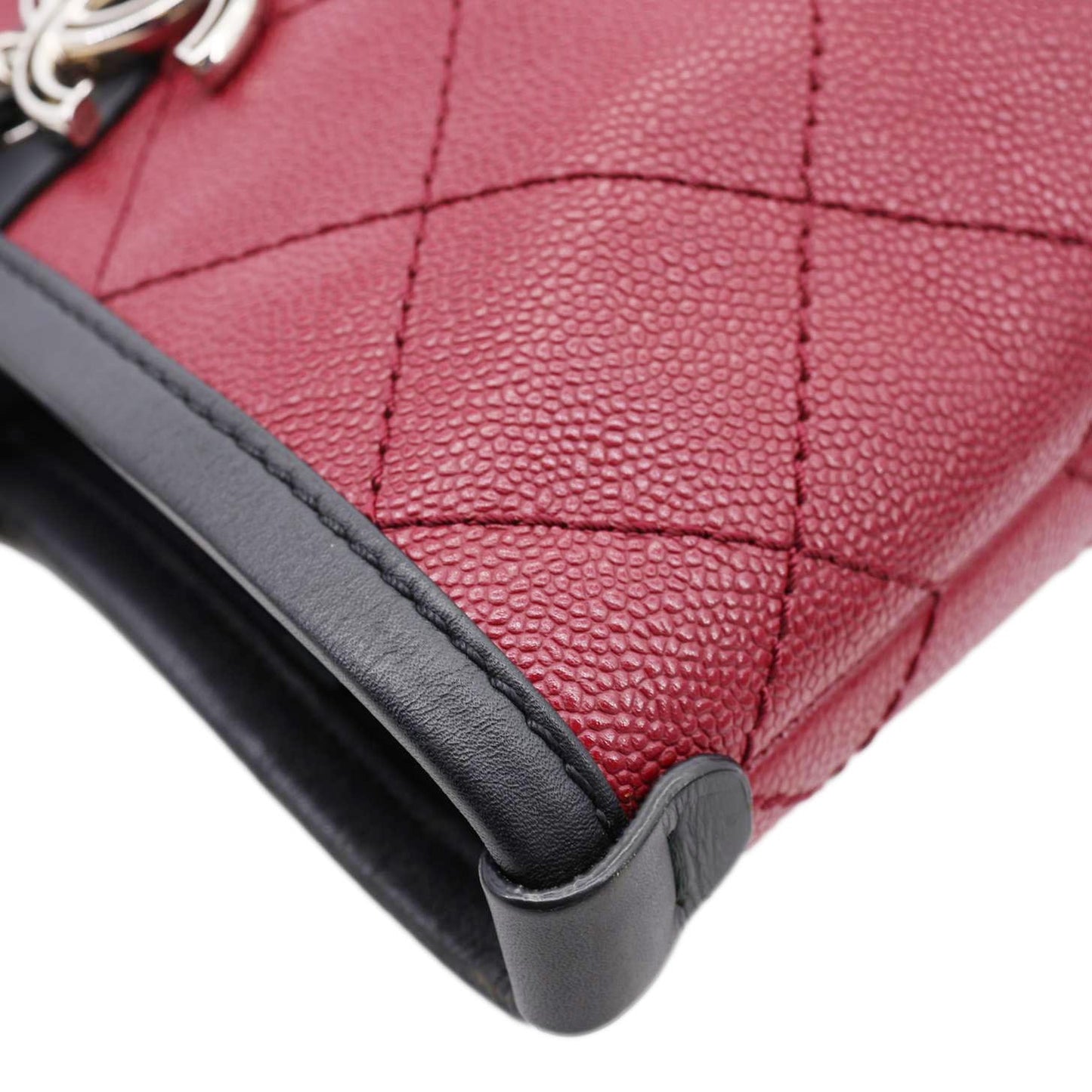 CHANEL Shopping Fever Quilted Caviar Leather Tote Bag Maroon