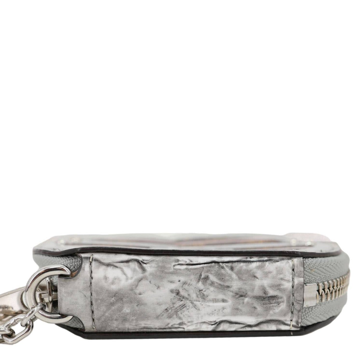LOUIS VUITTON Micro Boite Chapeau Transformed Monogram Time Trunks Coin Purse Silver