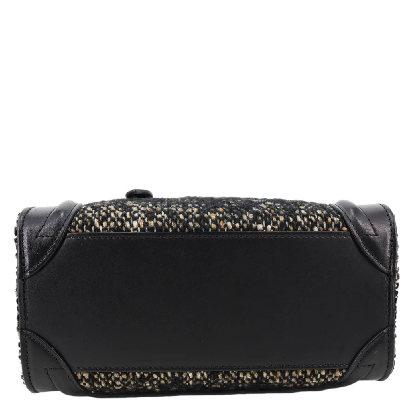 CELINE Nano Luggage Tweed Leather Tote Crossbody Bag Black