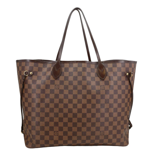 LOUIS VUITTON Neverfull GM Damier Ebene Tote Bag Brown