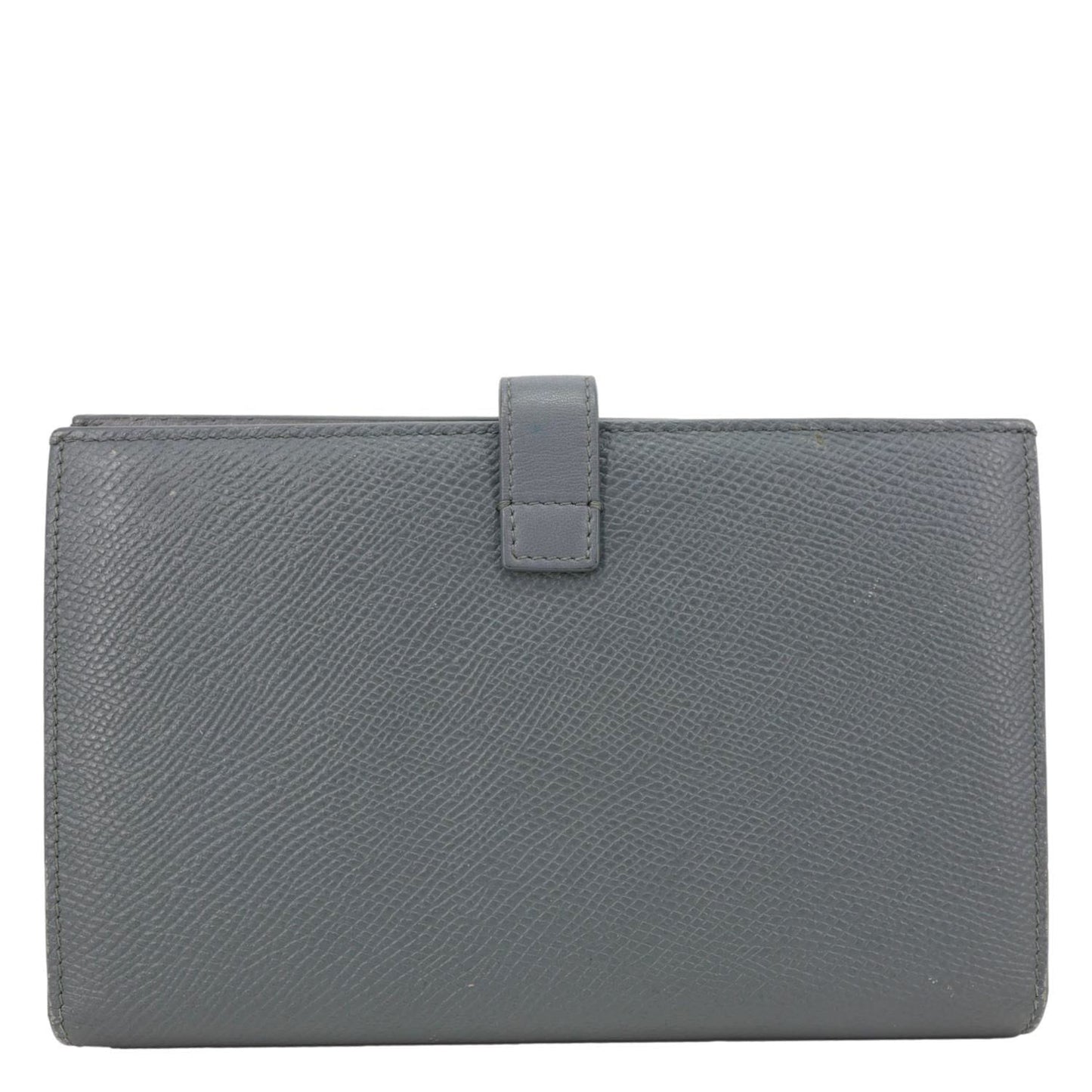 CELINE Strap Large Grained Calfskin Leather Wallet Grey