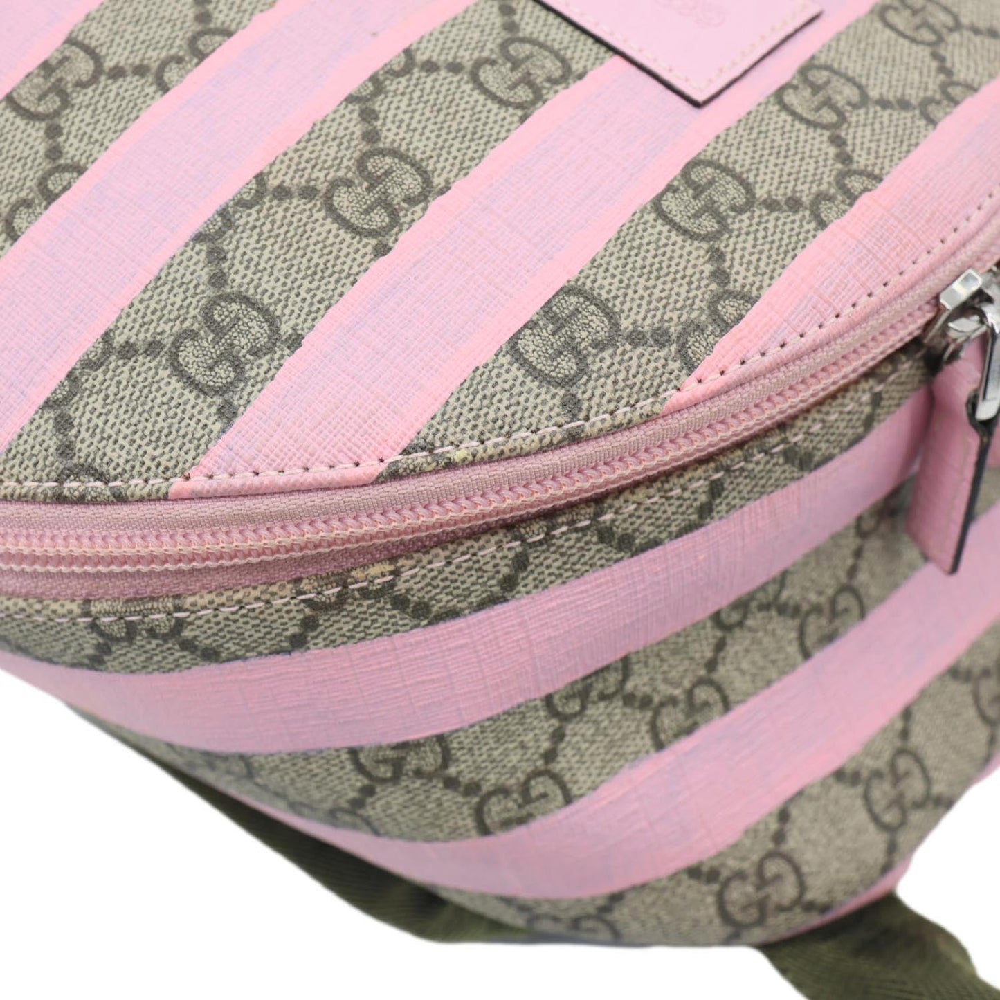 GUCCI Striped Kids GG Supreme Canvas Backpack Pink 271327