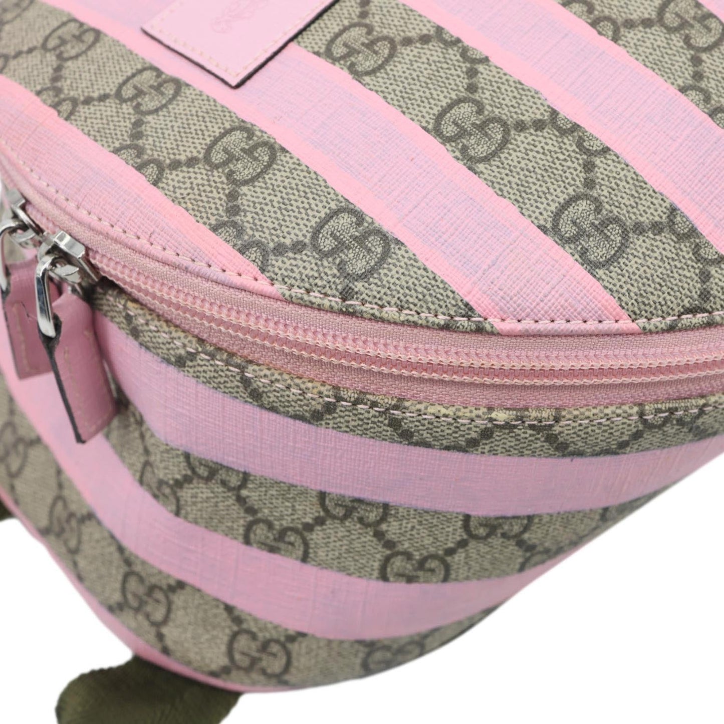 GUCCI Striped Kids GG Supreme Canvas Backpack Pink 271327