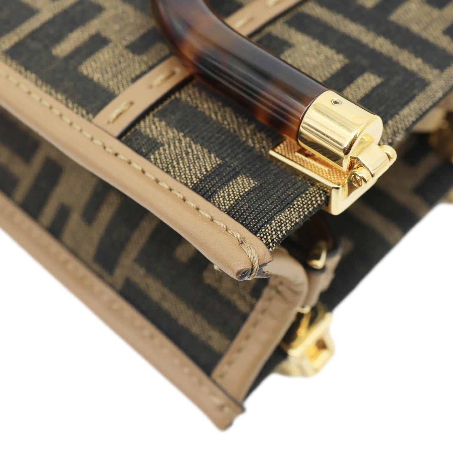 FENDI Sunshine Mini Zucca FF Canvas Shopper Tote Bag Brown