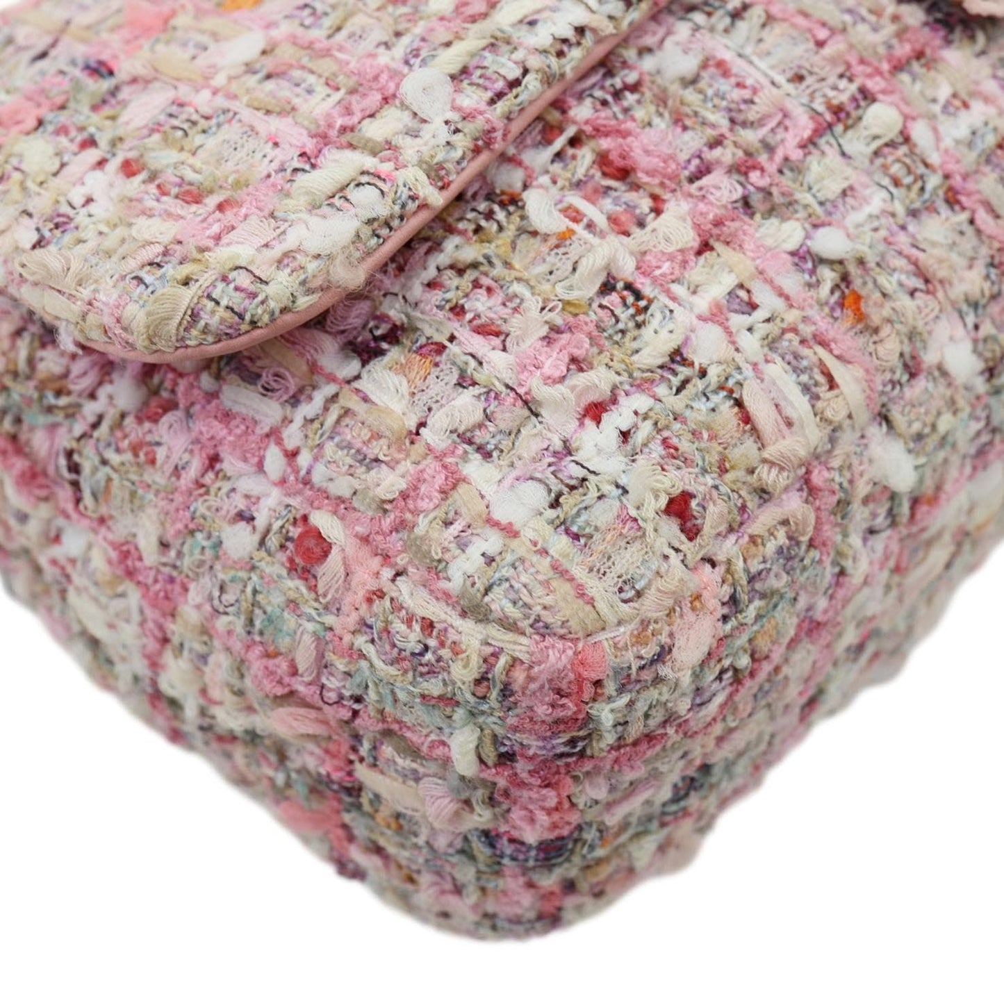 CHANEL Pearl Flap Mini Tweed Top Handle Shoulder Bag Pink