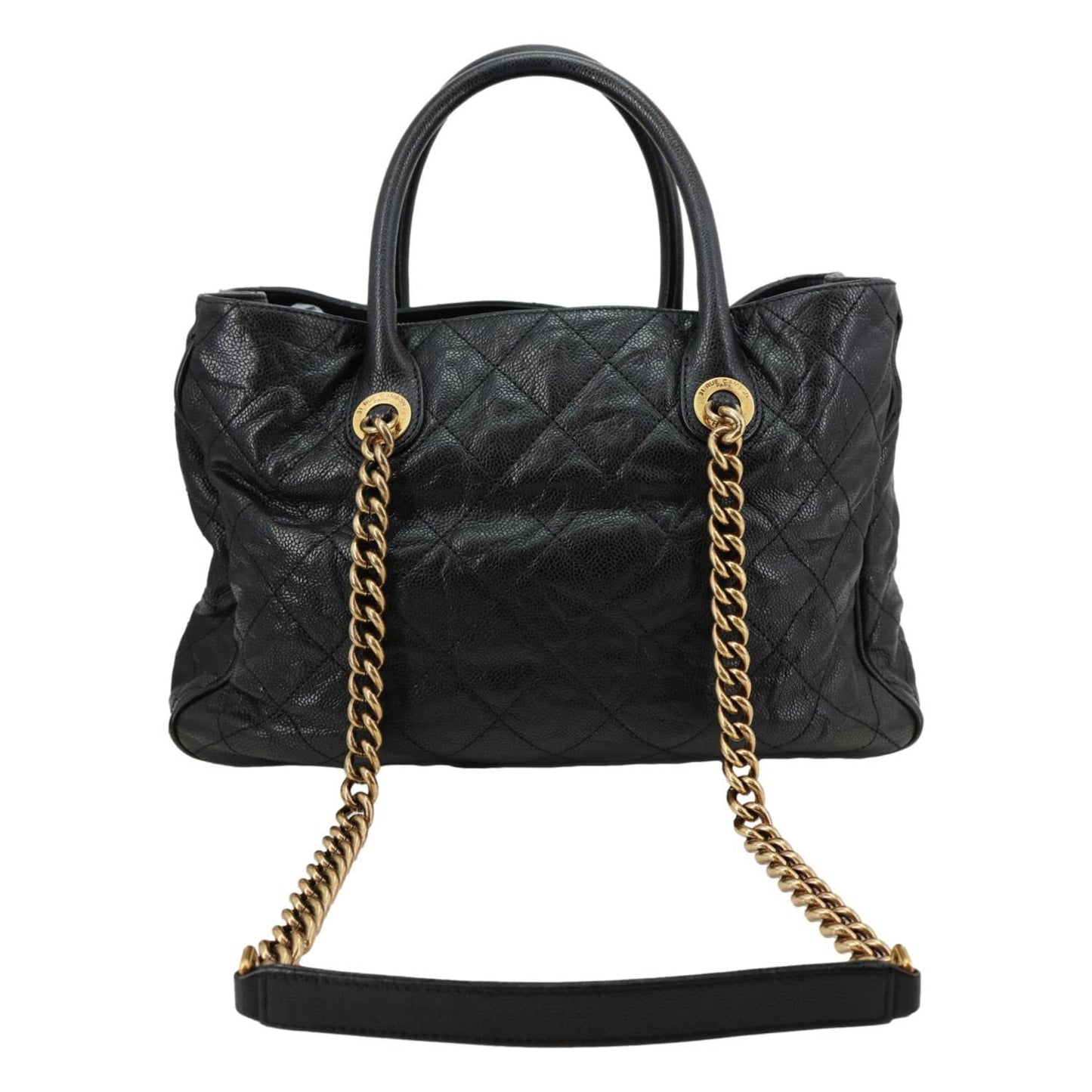CHANEL Shiva Glazed Quilted Caviar Leather Tote Bag Black