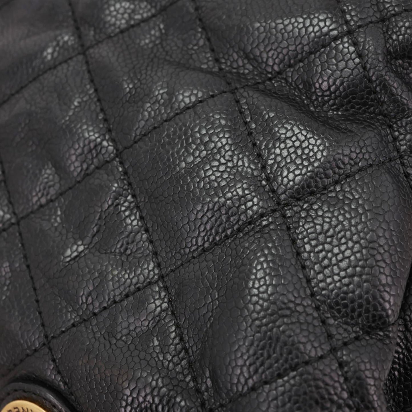 CHANEL Shiva Glazed Quilted Caviar Leather Tote Bag Black