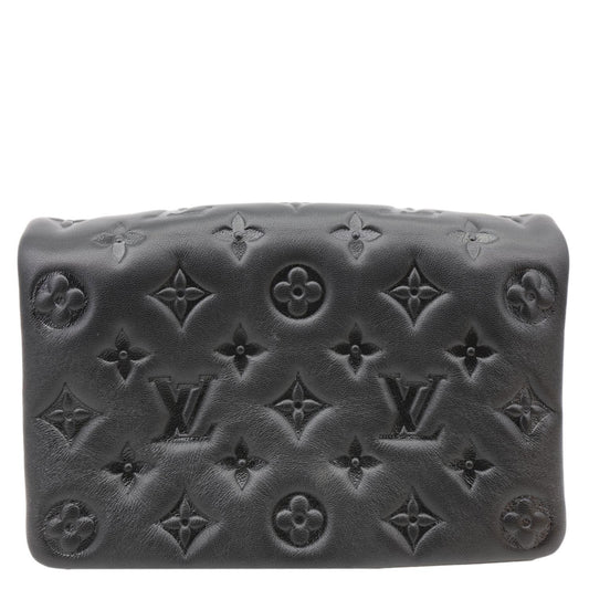 LOUIS VUITTON Coussin Monogram Embossed Pochette Crossbody Bag Black