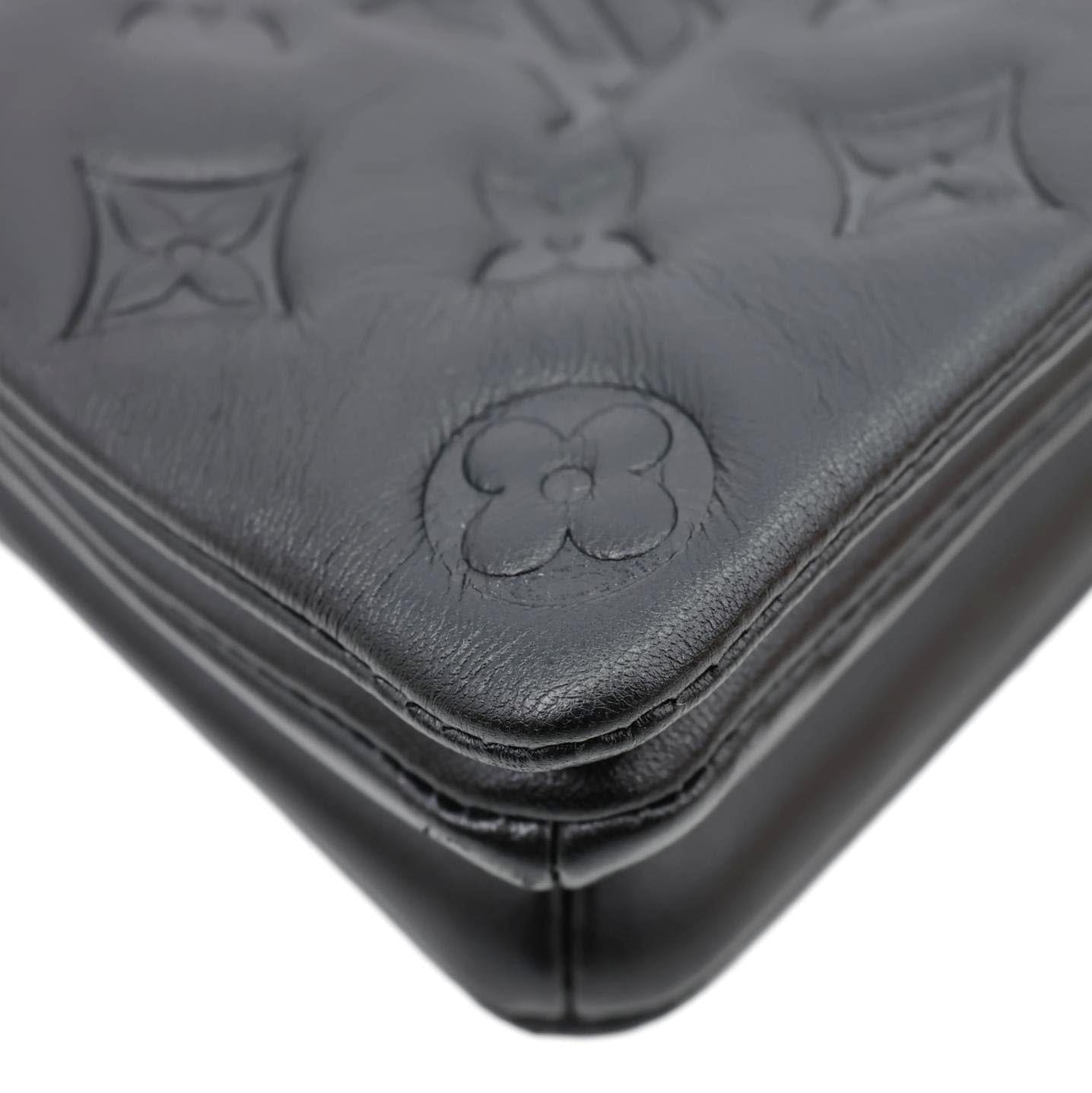 LOUIS VUITTON Coussin Monogram Embossed Pochette Crossbody Bag Black