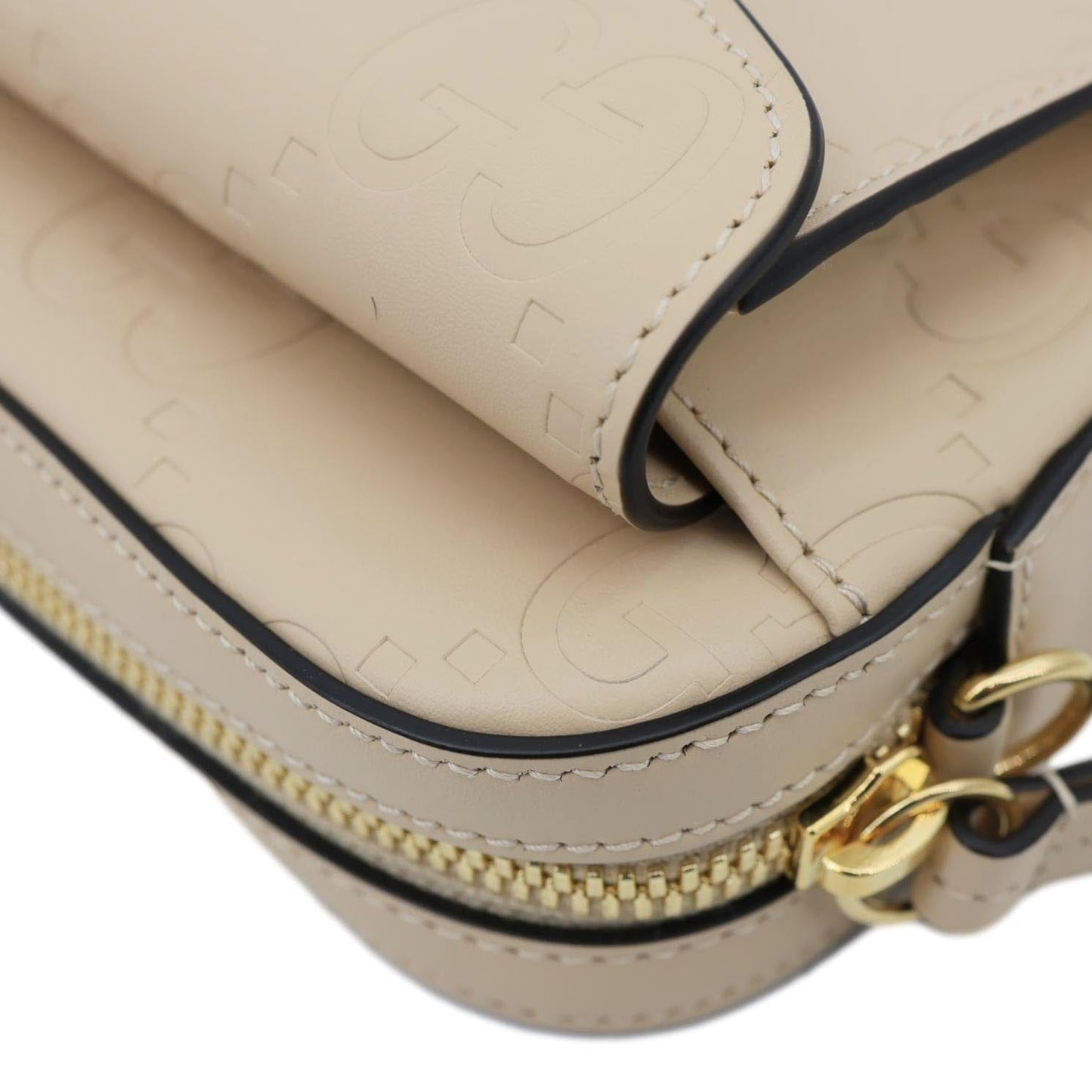 GUCCI Gilbert Mini Monogram Calfskin Leather Crossbody Bag Beige 781554