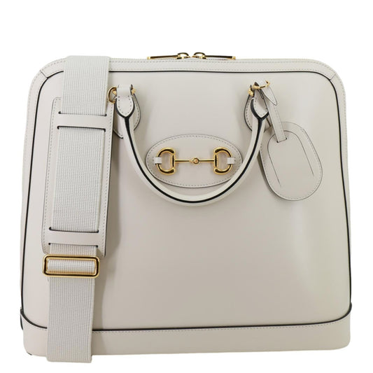 GUCCI Horsebit 1955 Leather Top Handle Crossbody Bag Off White 621640