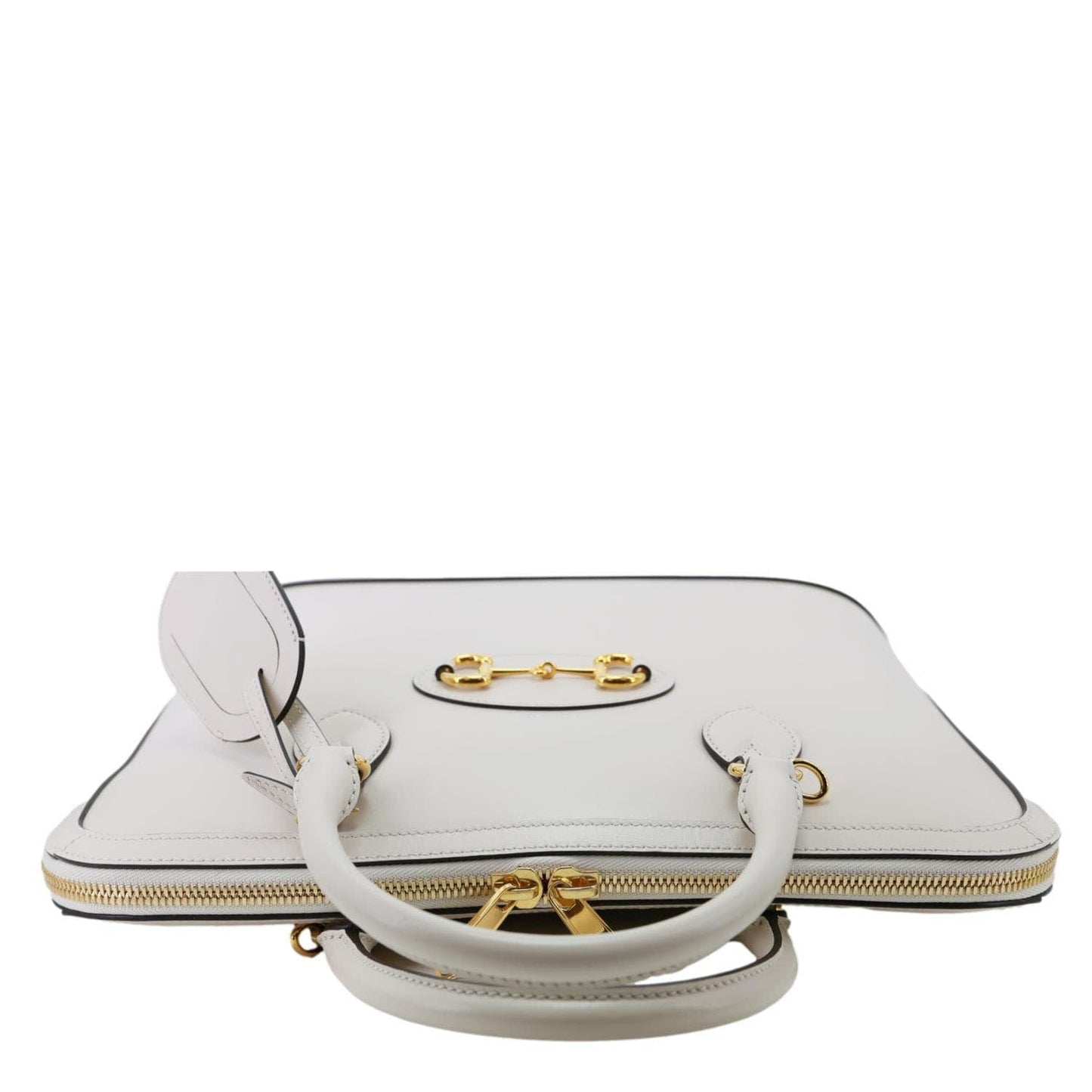 GUCCI Horsebit 1955 Leather Top Handle Crossbody Bag Off White 621640