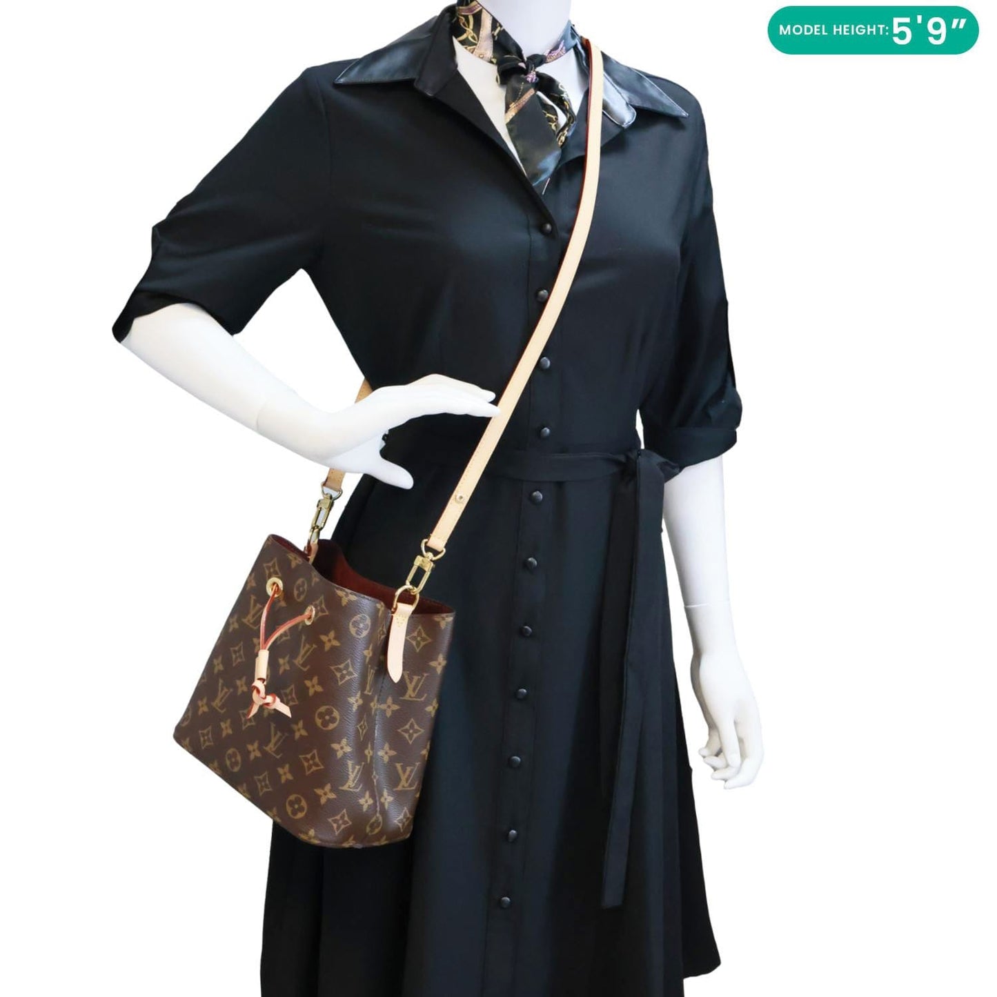 LOUIS VUITTON Neonoe BB Monogram Canvas Bucket Bag Brown