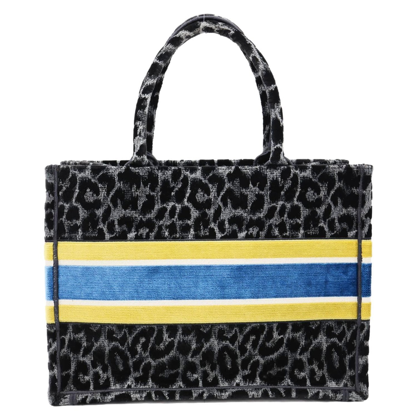 CHRISTIAN DIOR Book Medium Leopard Mizza Embroidered Tote Bag Black