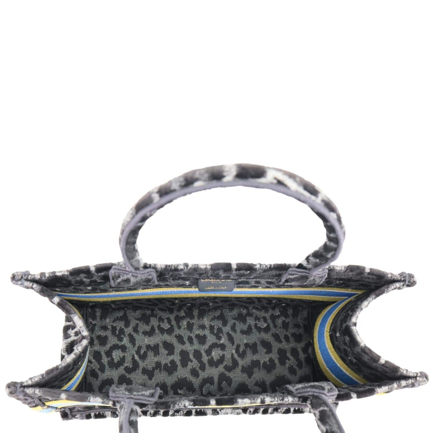 CHRISTIAN DIOR Book Medium Leopard Mizza Embroidered Tote Bag Black