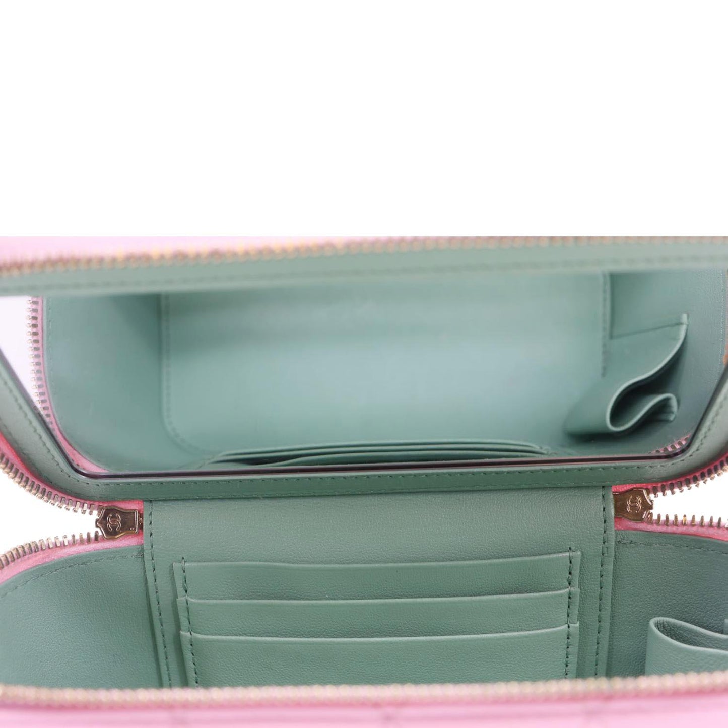 CHANEL Vanity Case Small Quilted Leather Top Handle Chain Shoulder Bag Pink