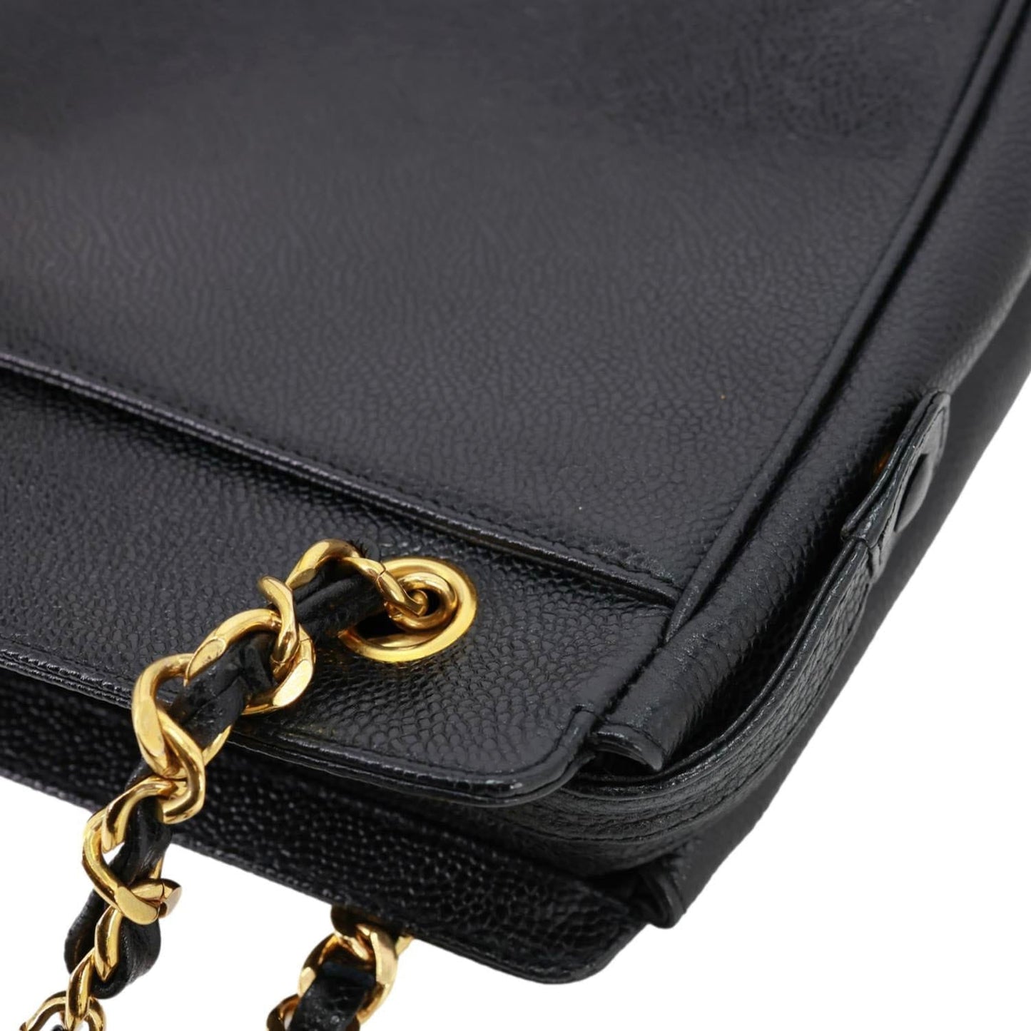 CHANEL Triple CC Lambskin Caviar Leather Shoulder Bag Black