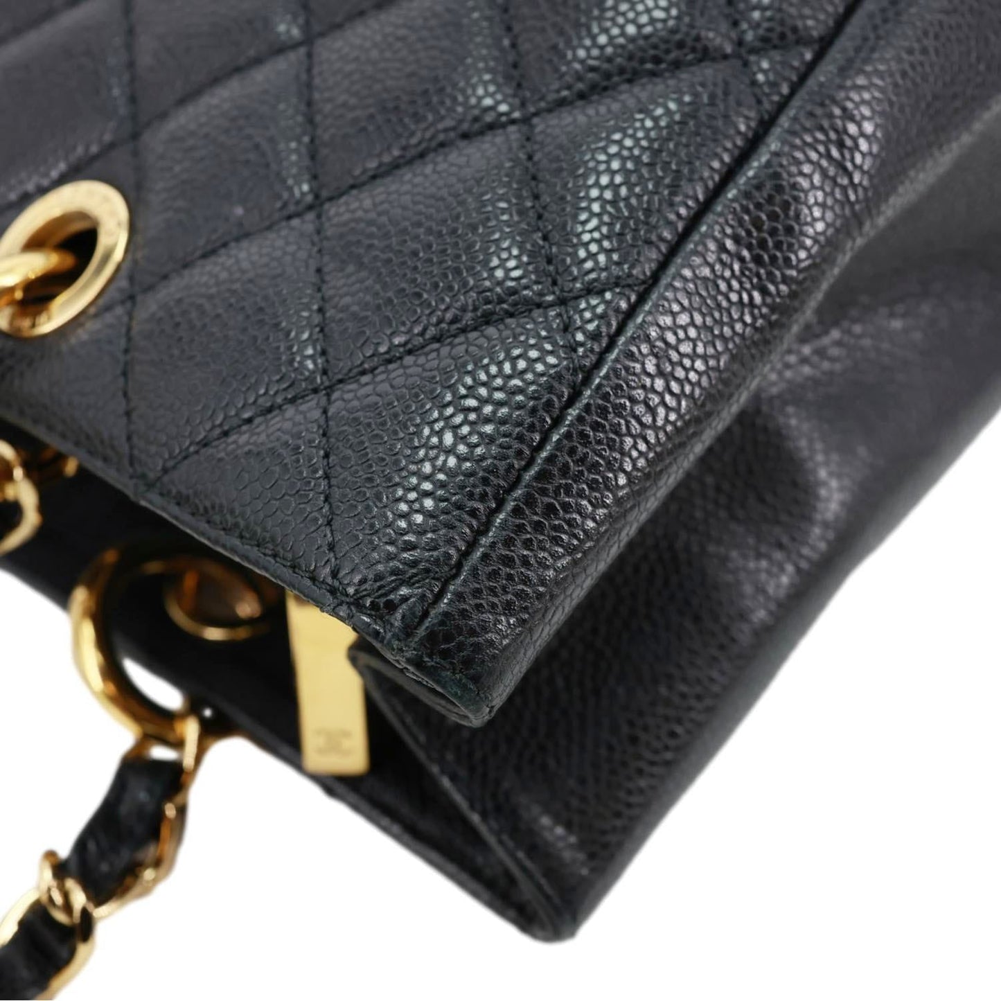 CHANEL Grand Shopping Quilted Caviar Leather Tote Bag Black