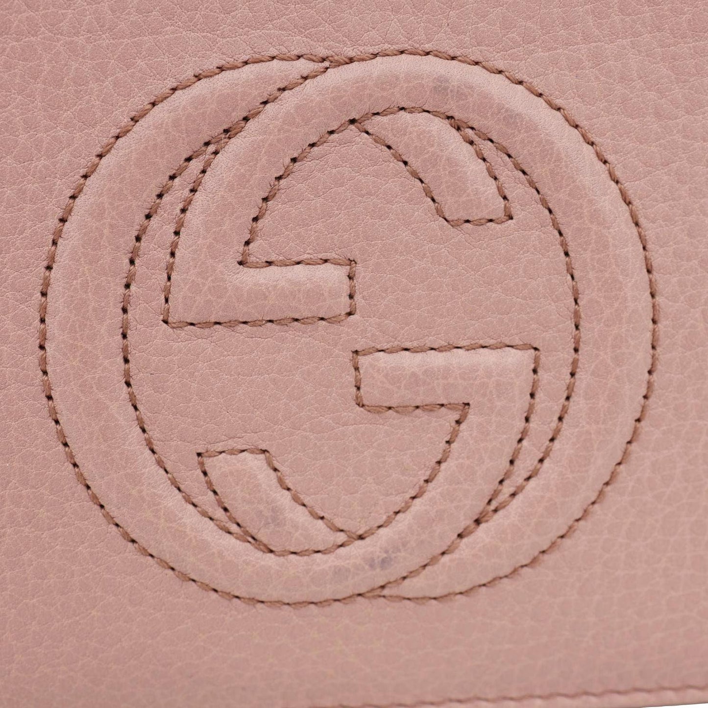 GUCCI Soho Pebbled Calfskin Zip Around Wallet Pink 308280