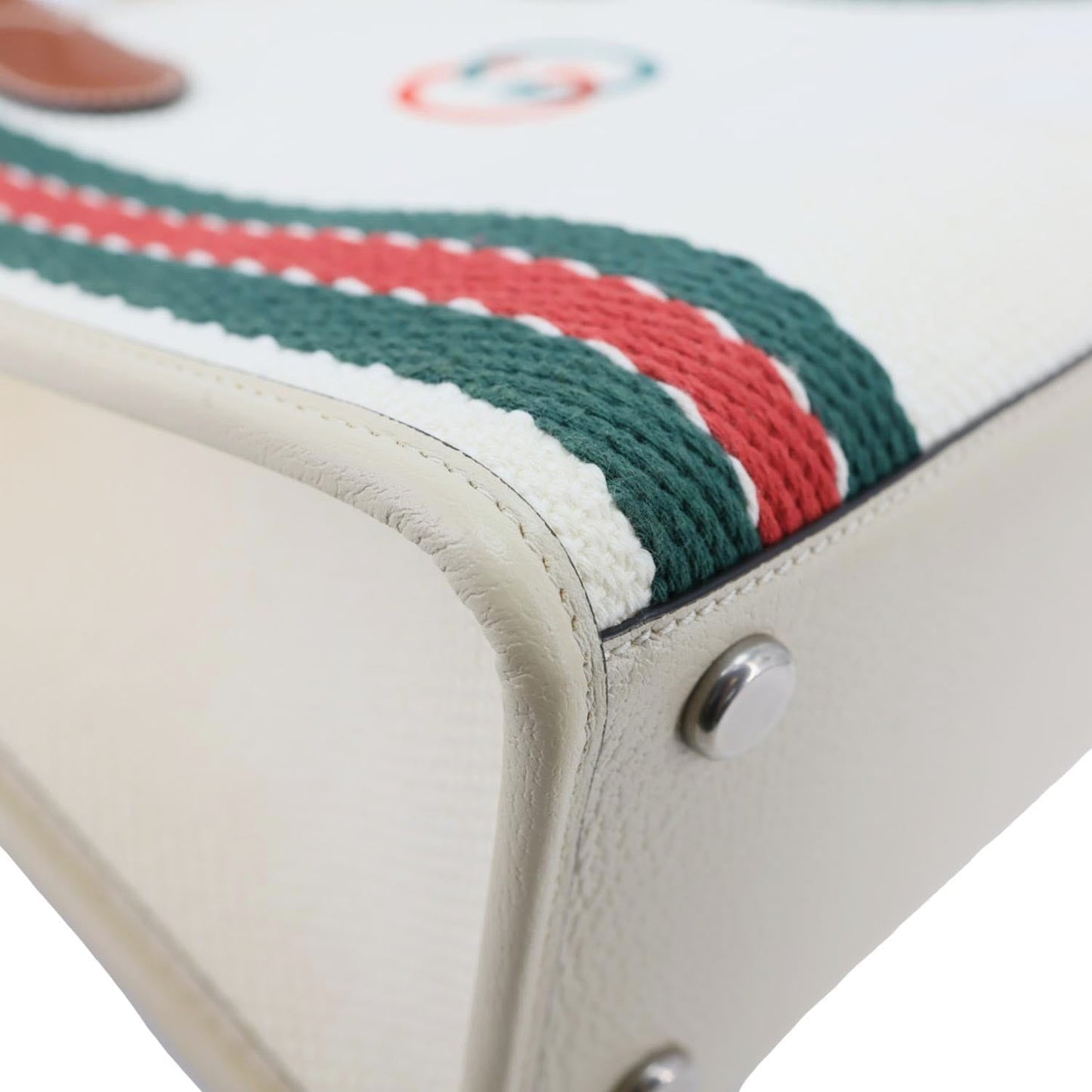 GUCCI Interlocking GG Canvas Web Satchel Bag White 701737