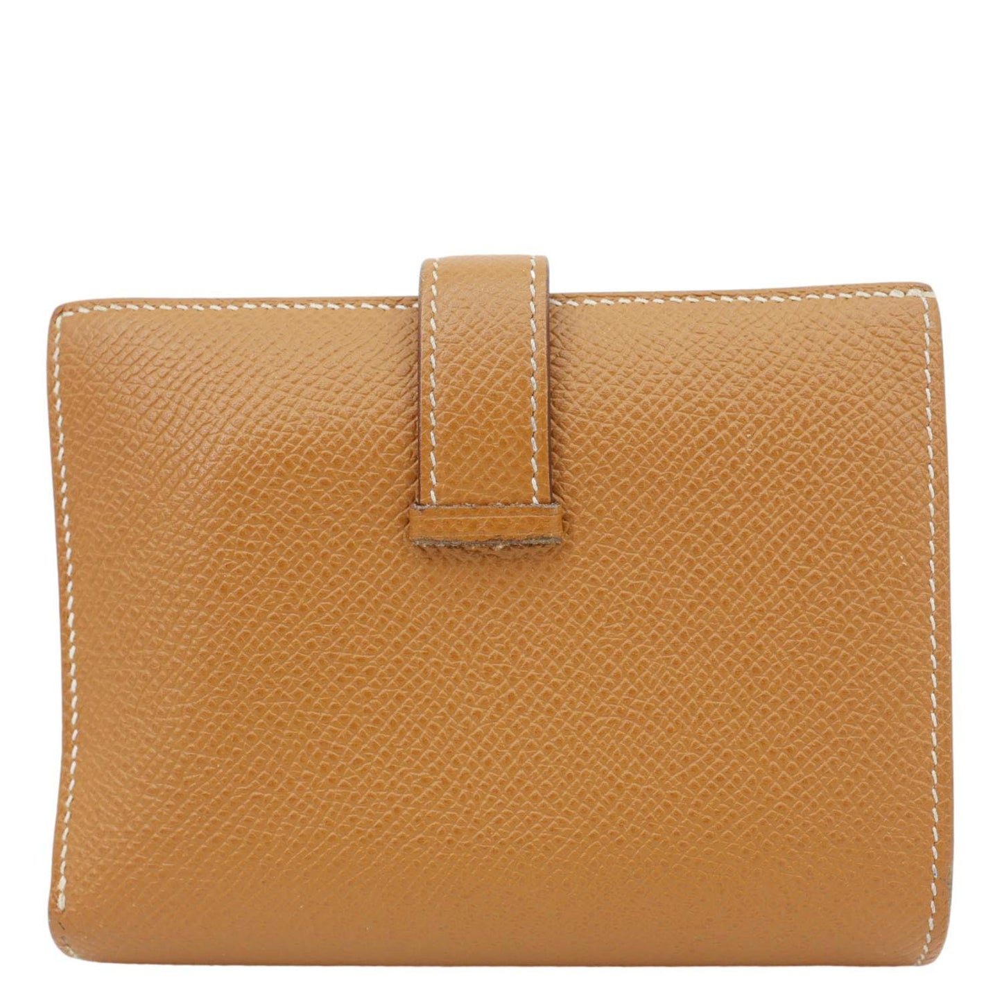 HERMES Bearn Leather Compact Wallet Brown