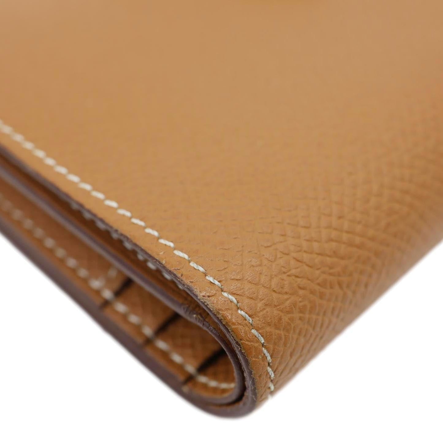 HERMES Bearn Leather Compact Wallet Brown