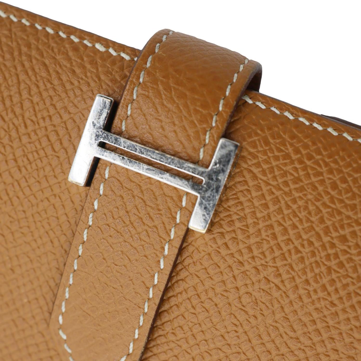 HERMES Bearn Leather Compact Wallet Brown