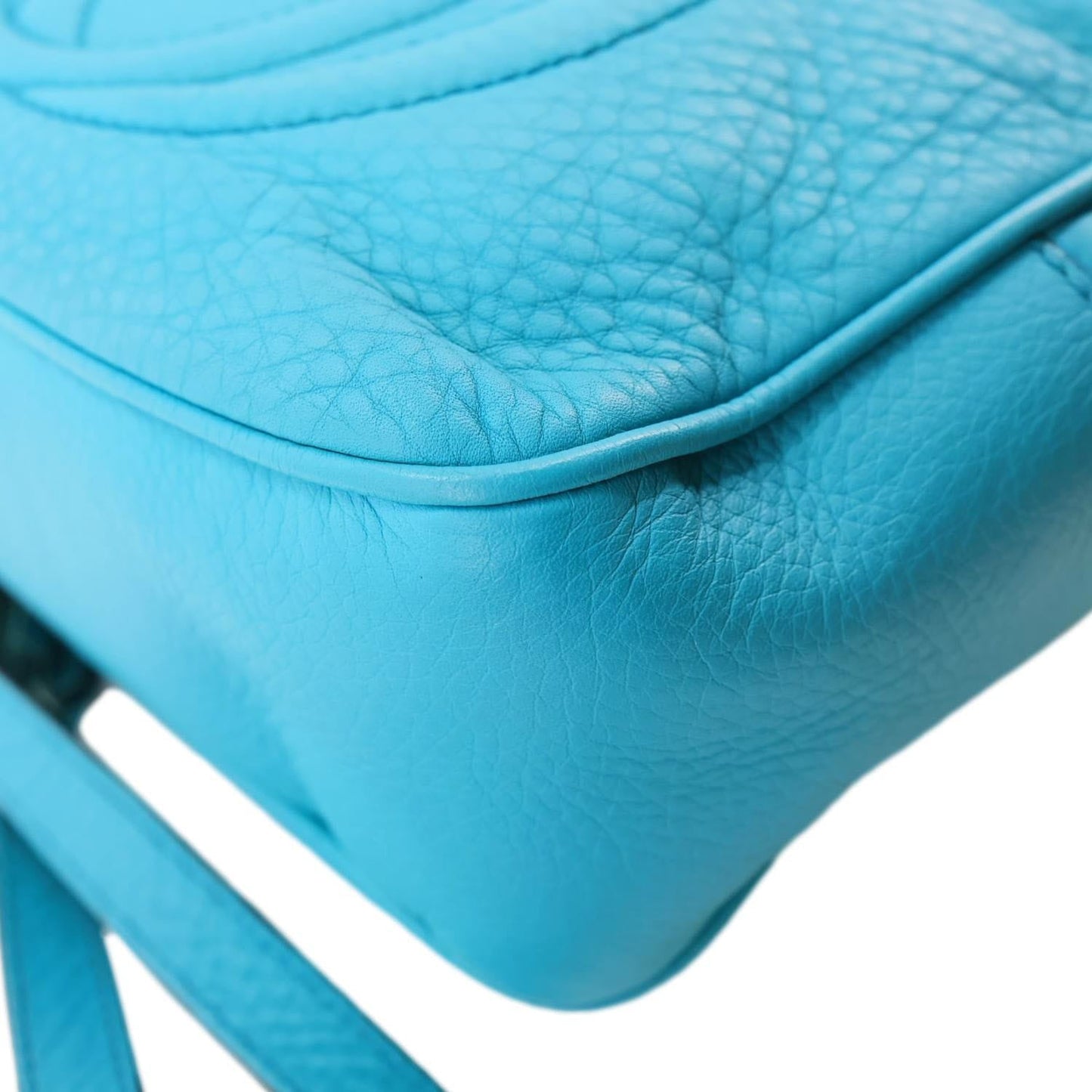 GUCCI Soho Disco Leather Camera Crossbody Bag Teal 308364